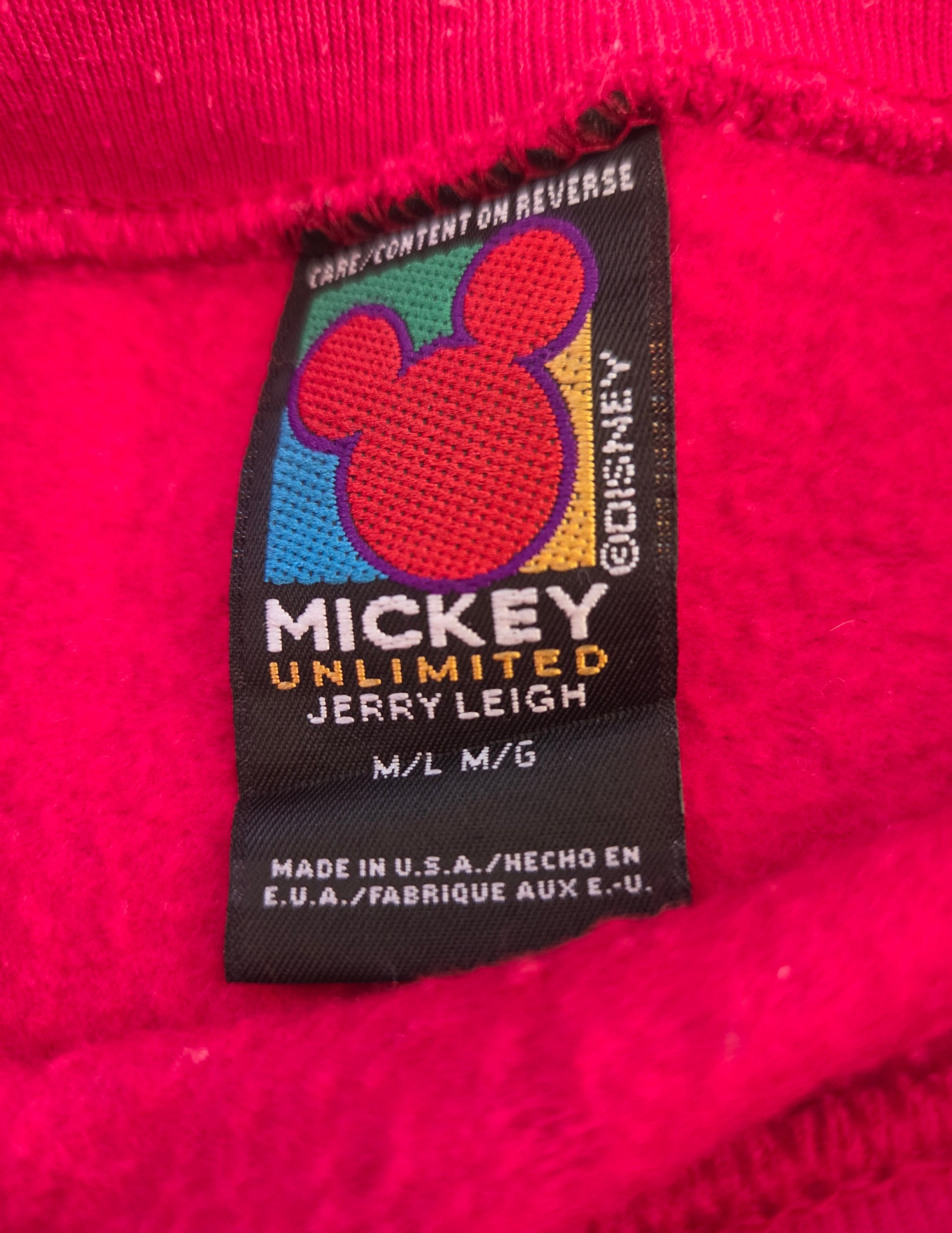Vintage 90s Disney Mickey Unlimited Jerry Leigh Red Sweatshirt USA Size L image 5