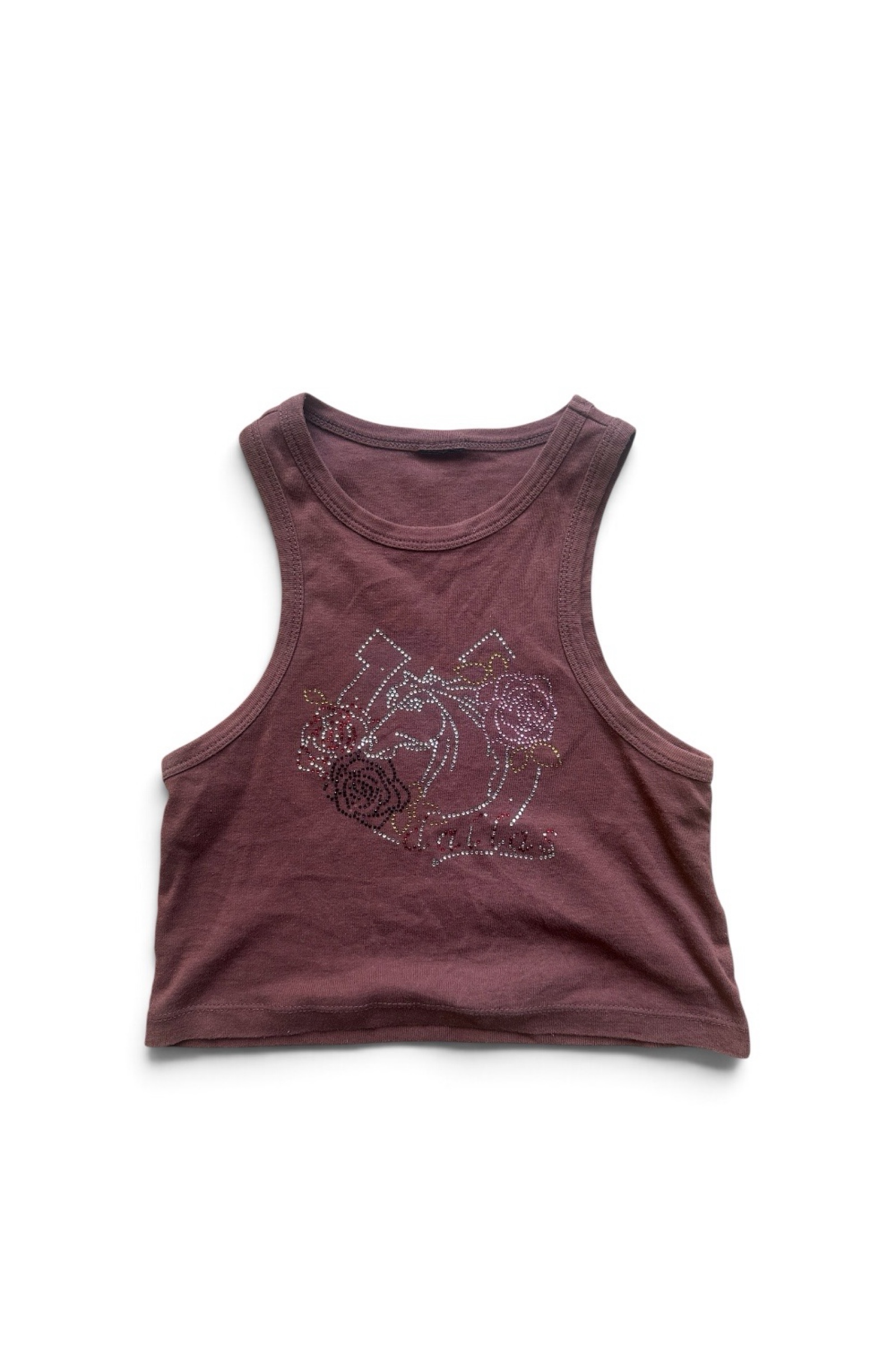 Christian Dior Burgundy Rhinestone Crop Top XS Women's