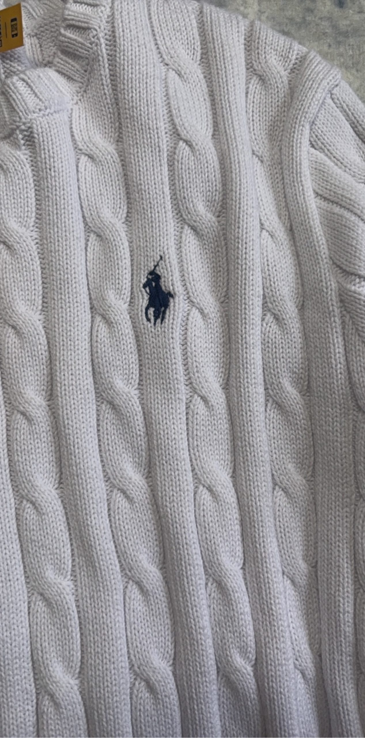 Polo Ralph Lauren White Cable Knit Sweater Medium women’s Wool Cotton image 2