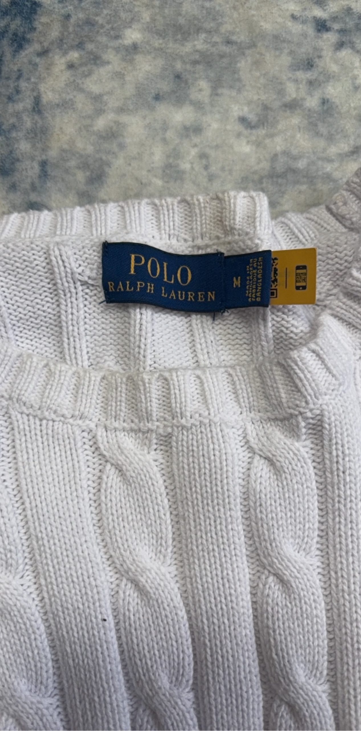 Polo Ralph Lauren White Cable Knit Sweater Medium women’s Wool Cotton image 3