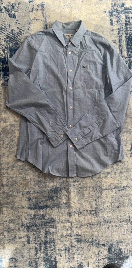 Lacoste Men's Blue Slim Fit Shirt US M/L with Pocket