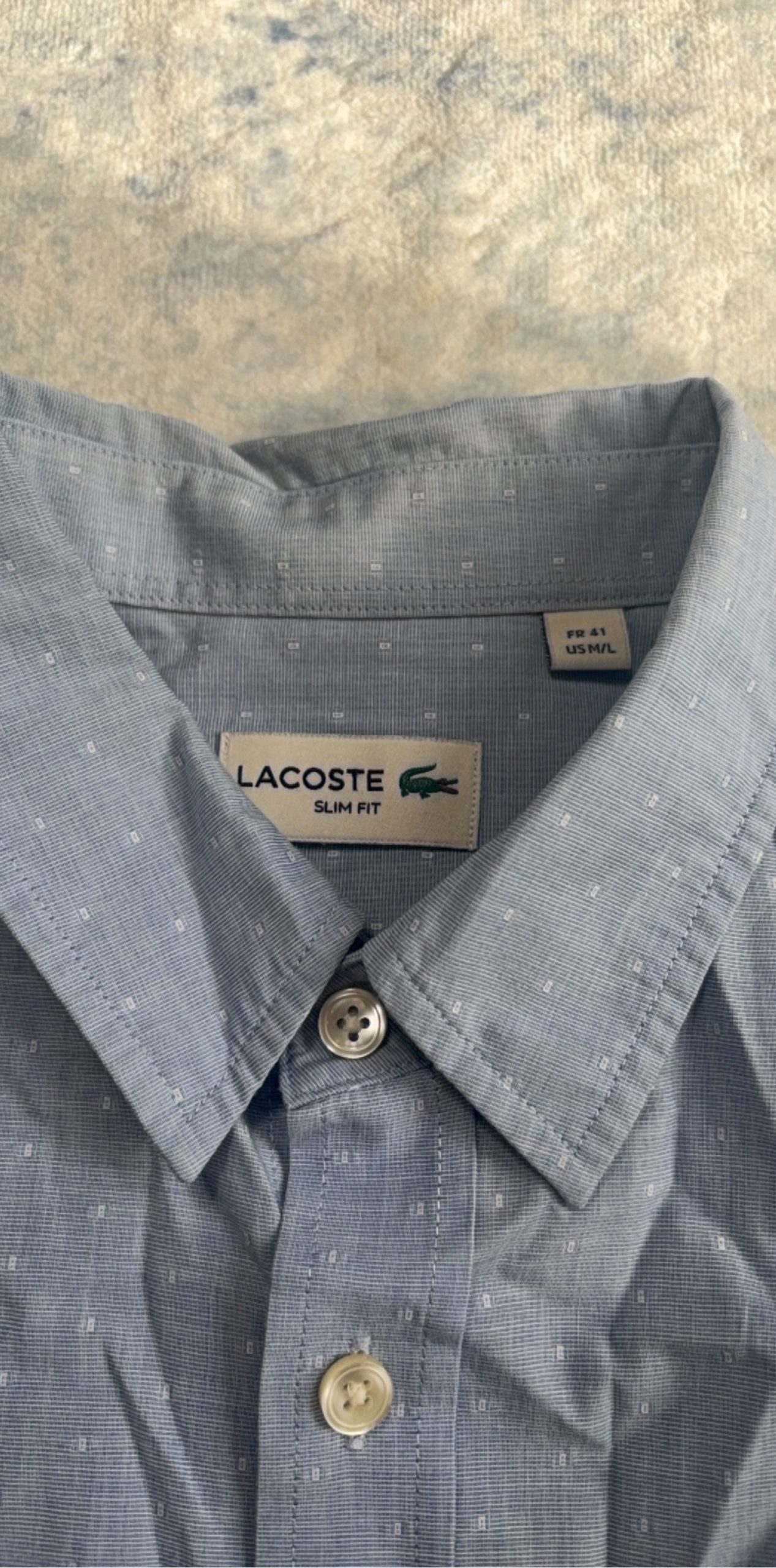 Lacoste Men's Blue Slim Fit Shirt US M/L with Pocket image 5