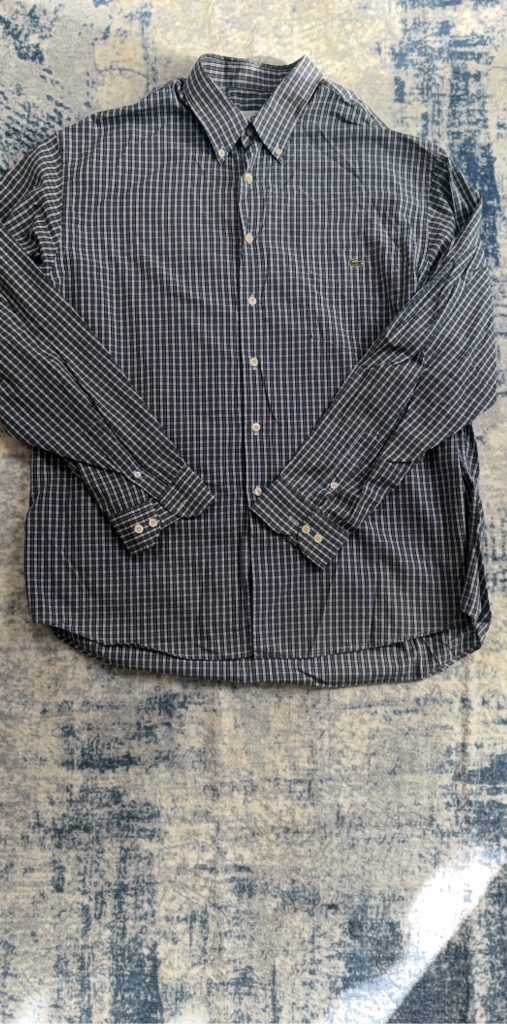 Lacoste Men's Navy & White Checked Cotton Shirt Large