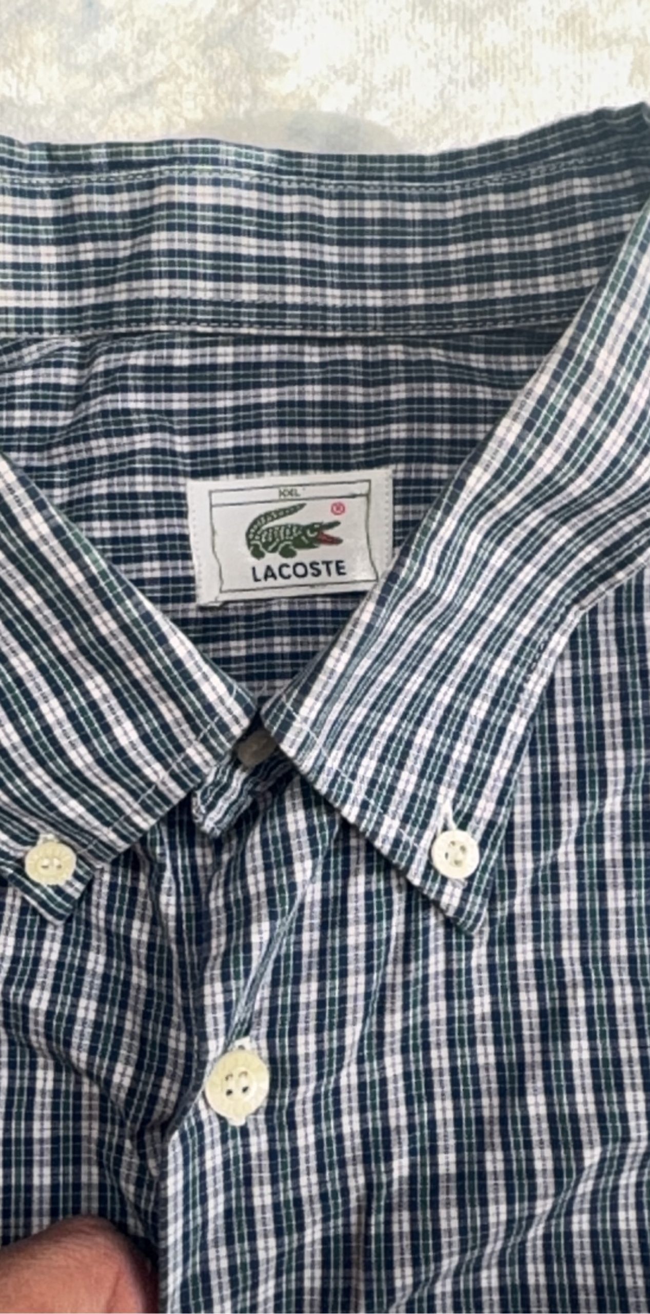Lacoste Men's Navy & White Checked Cotton Shirt Large image 3
