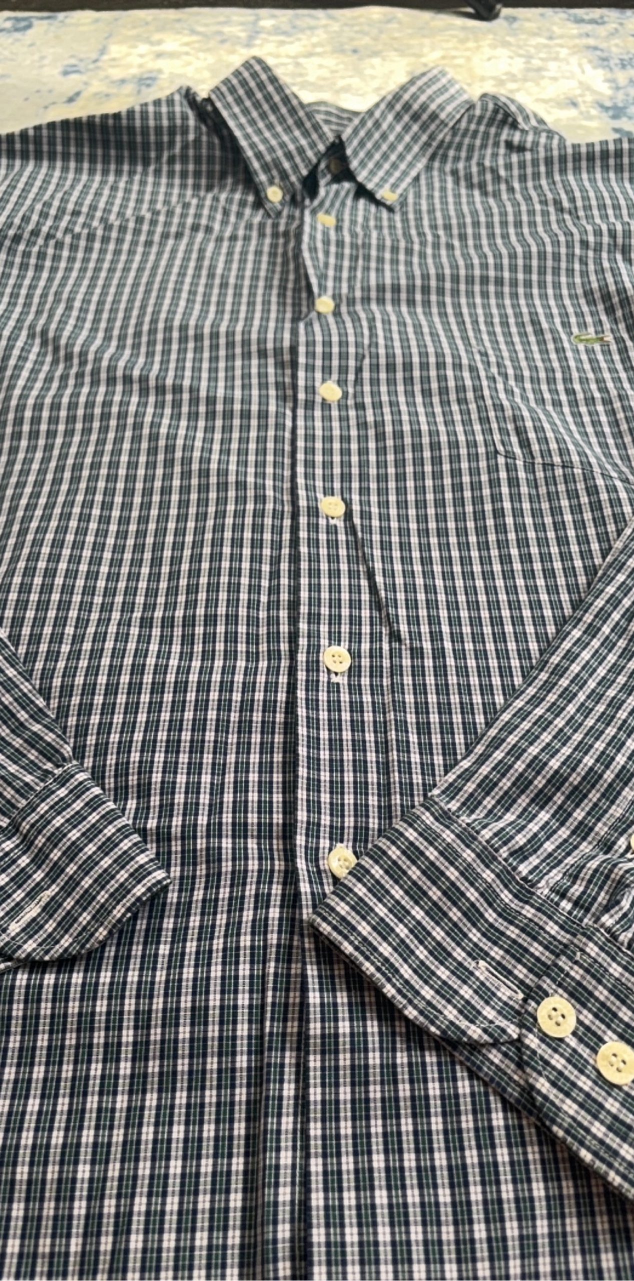Lacoste Men's Navy & White Checked Cotton Shirt Large image 4