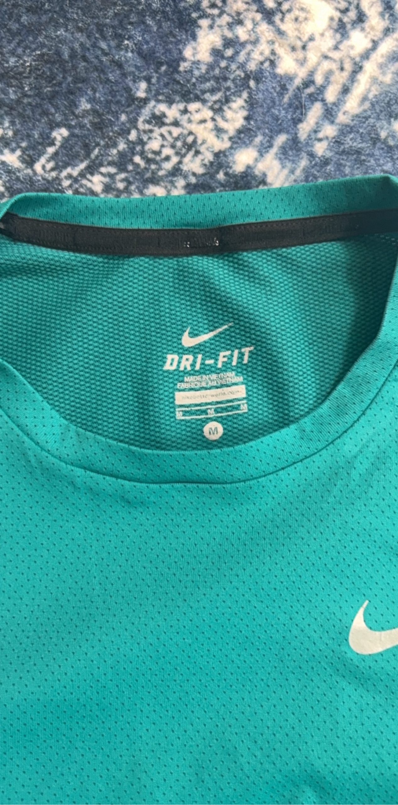 Nike Men's Teal & Light Blue Dri-FIT Running T-Shirts Medium image 4