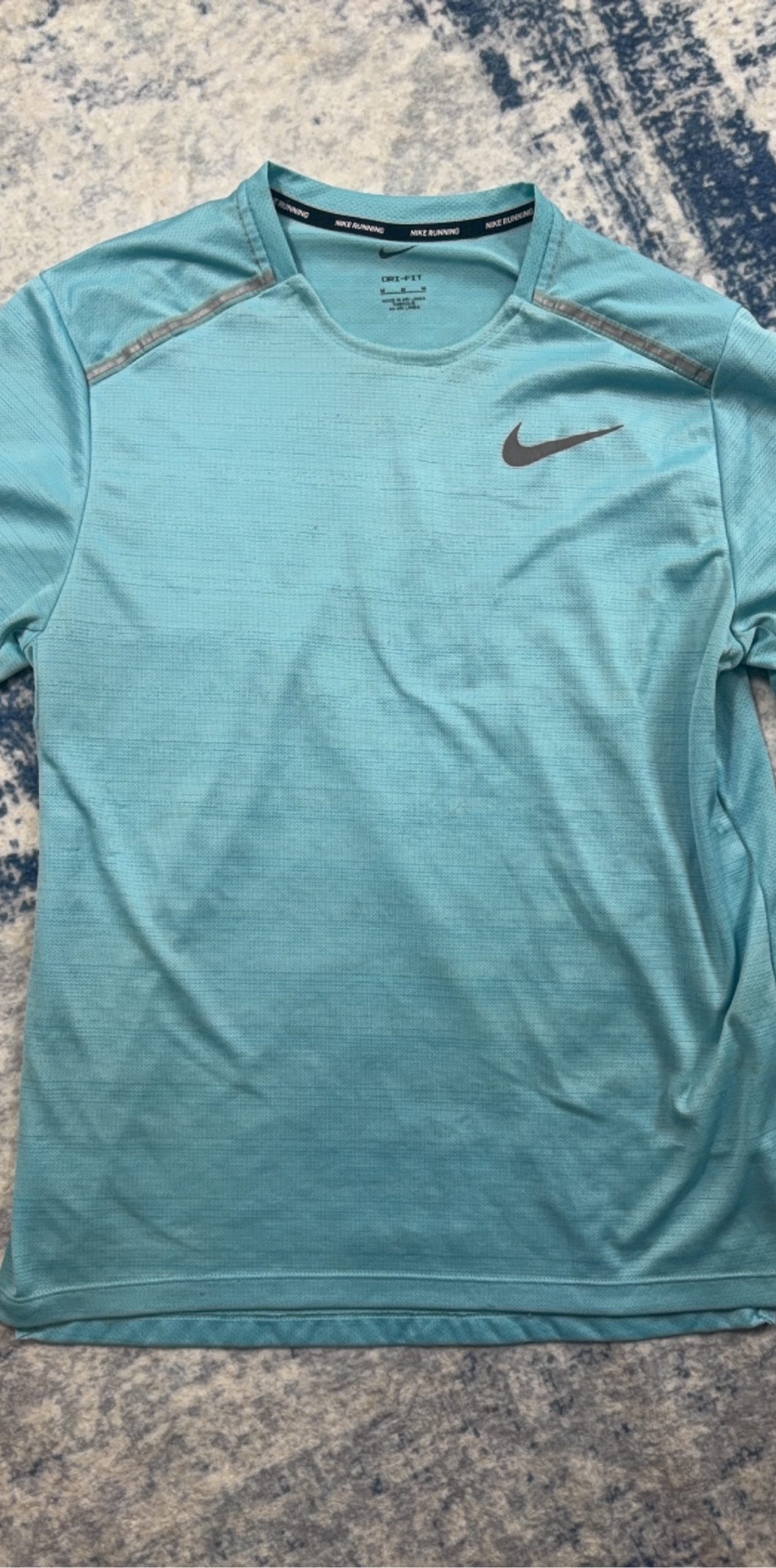 Nike Men's Teal & Light Blue Dri-FIT Running T-Shirts Medium image 5