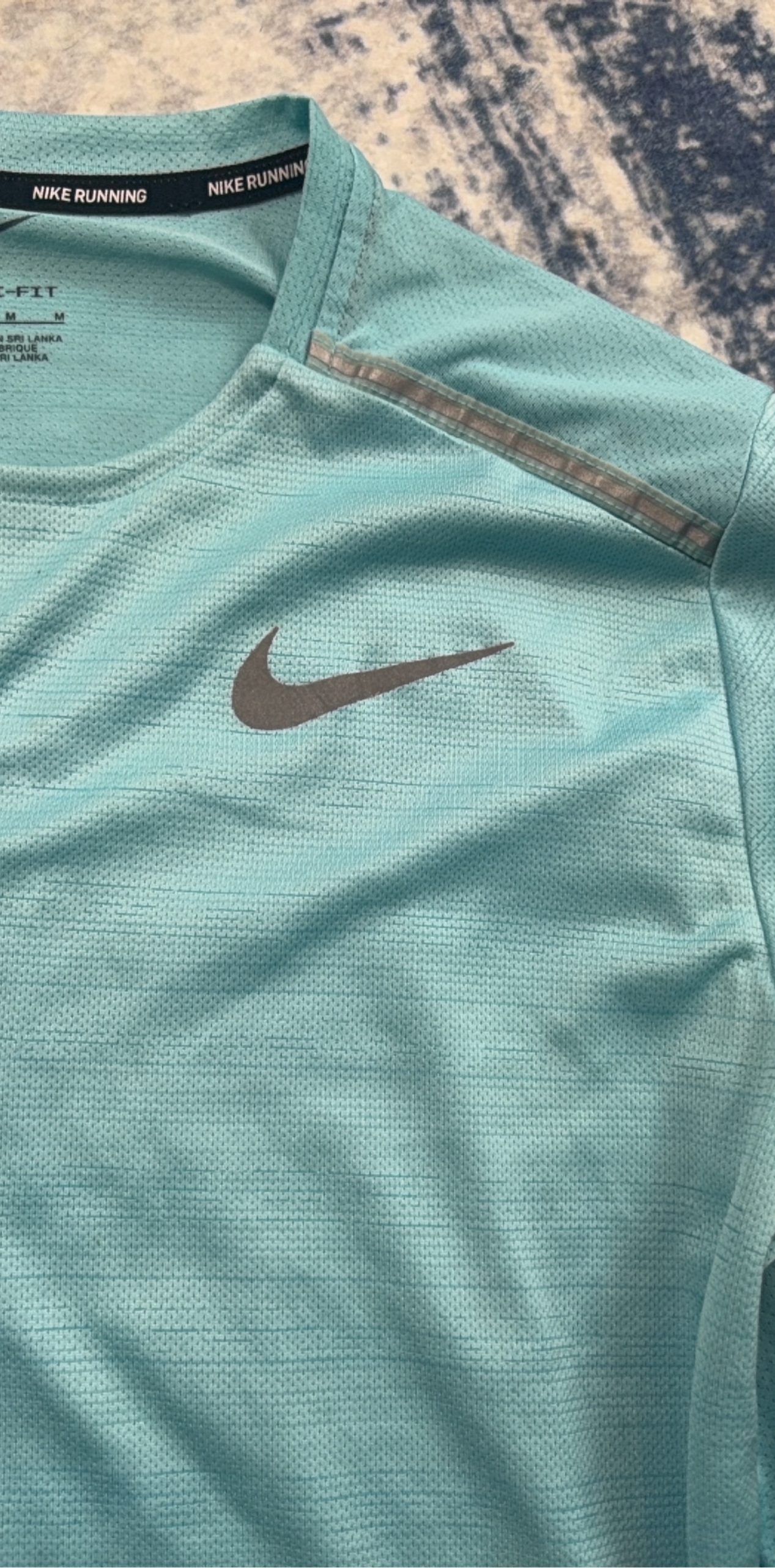 Nike Men's Teal & Light Blue Dri-FIT Running T-Shirts Medium image 7