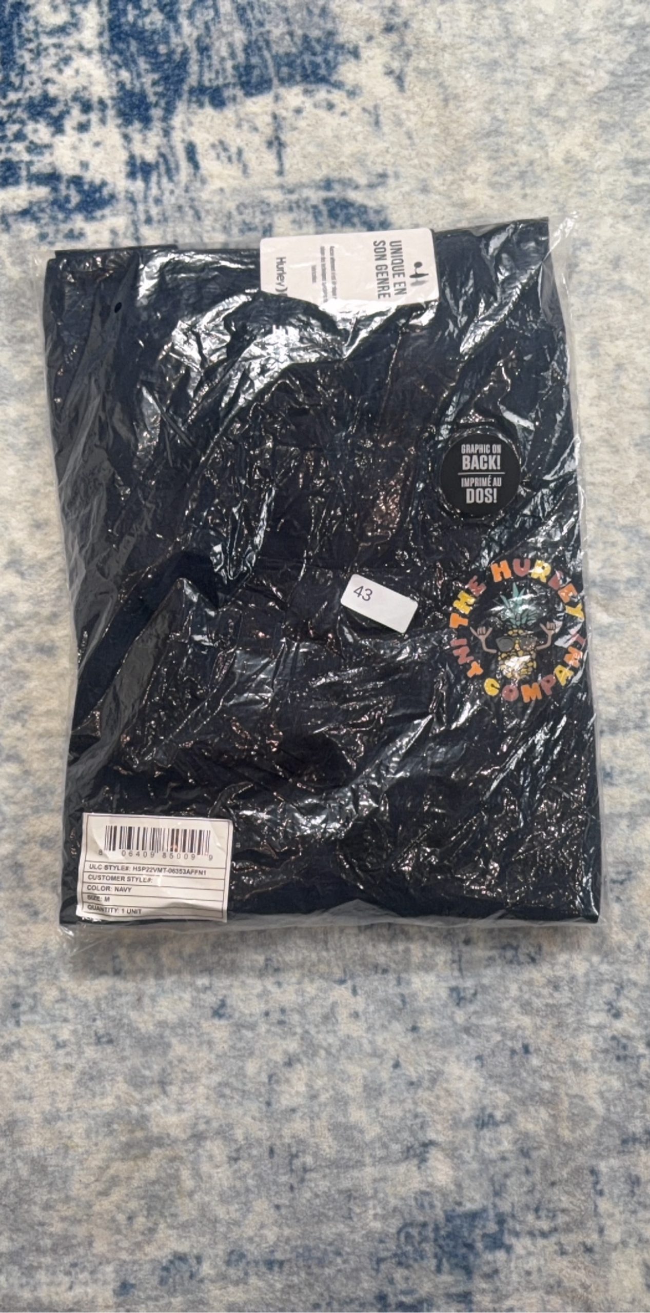 Hurley Navy Pineapple Graphic Tee Medium