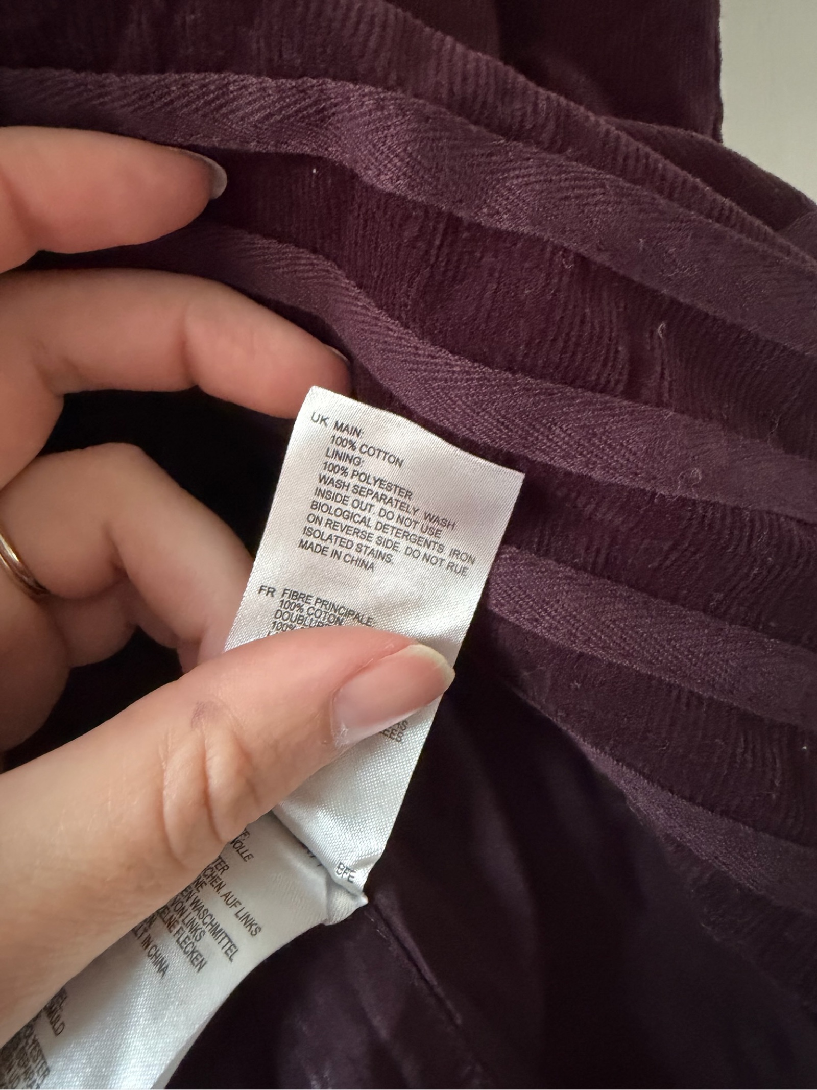 White Stuff Purple Corduroy Skirt UK 10 Cotton Lined image 4