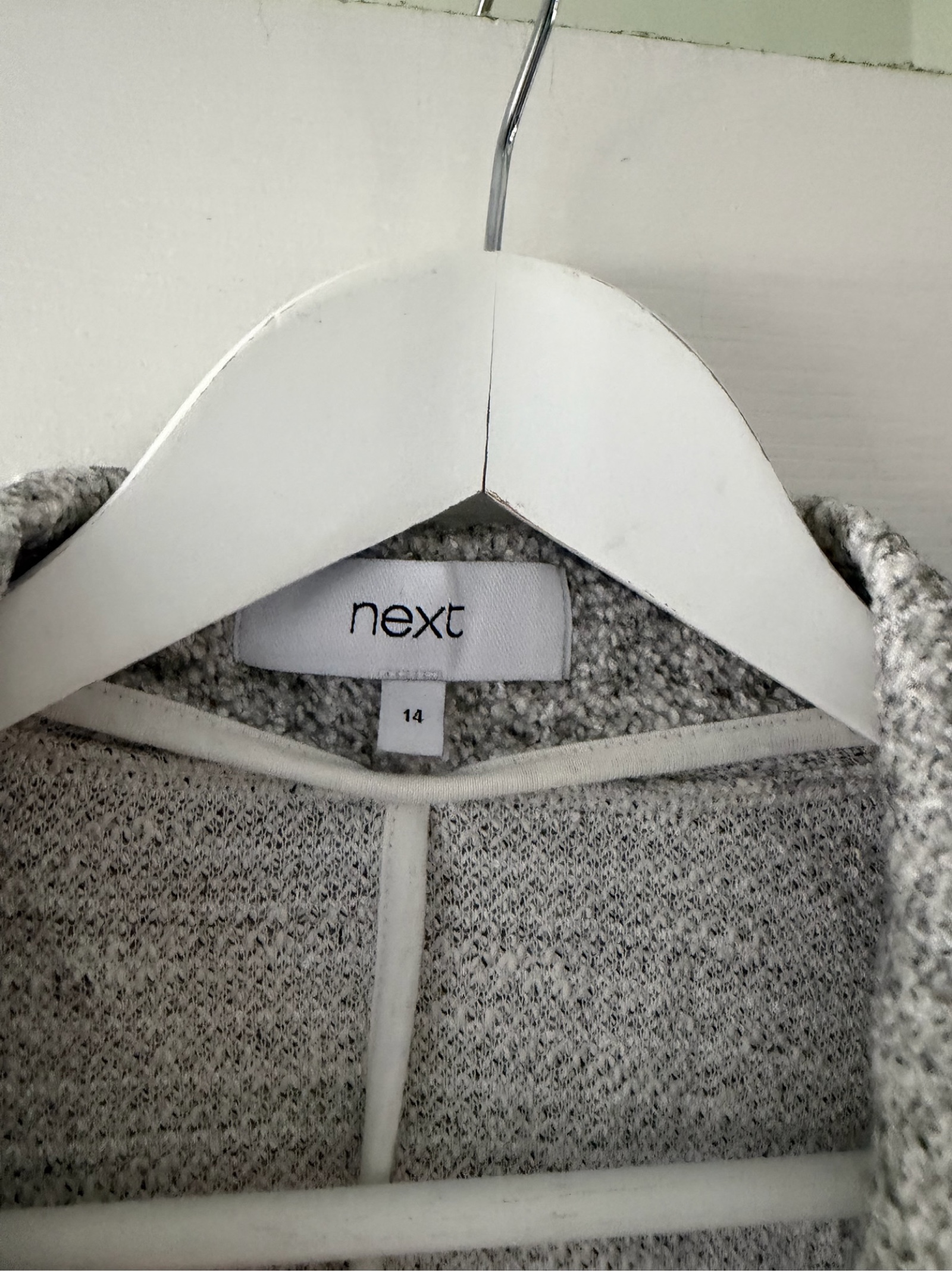 Next Grey Textured Cardigan UK 14 Cotton Blend image 2