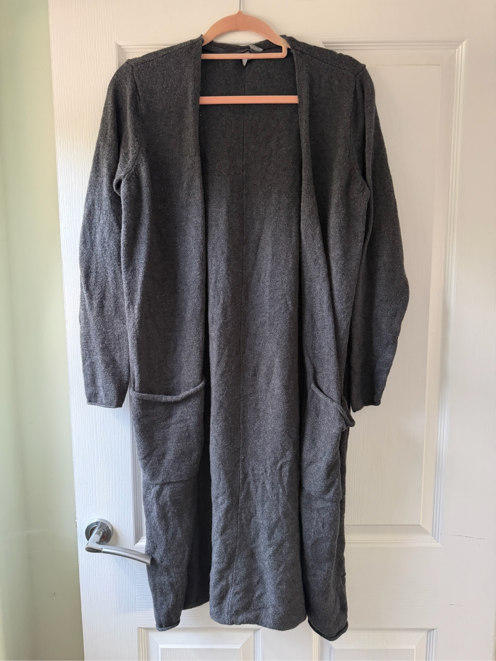 Grey Cardigan Medium Cotton Wool Blend Women's