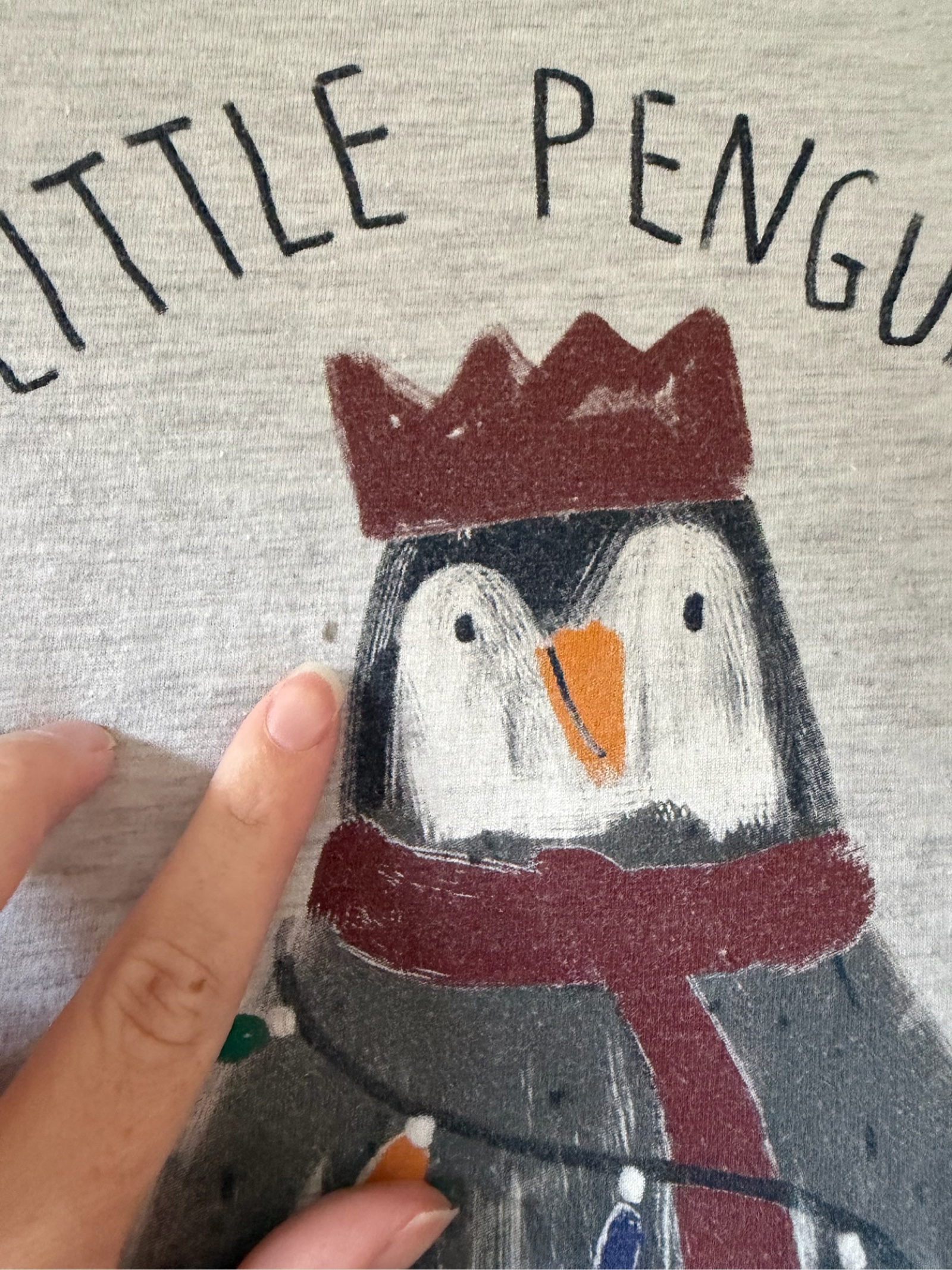 M&S Kids' Navy & Grey Penguin Print Pyjama Set Age 13-14 image 2