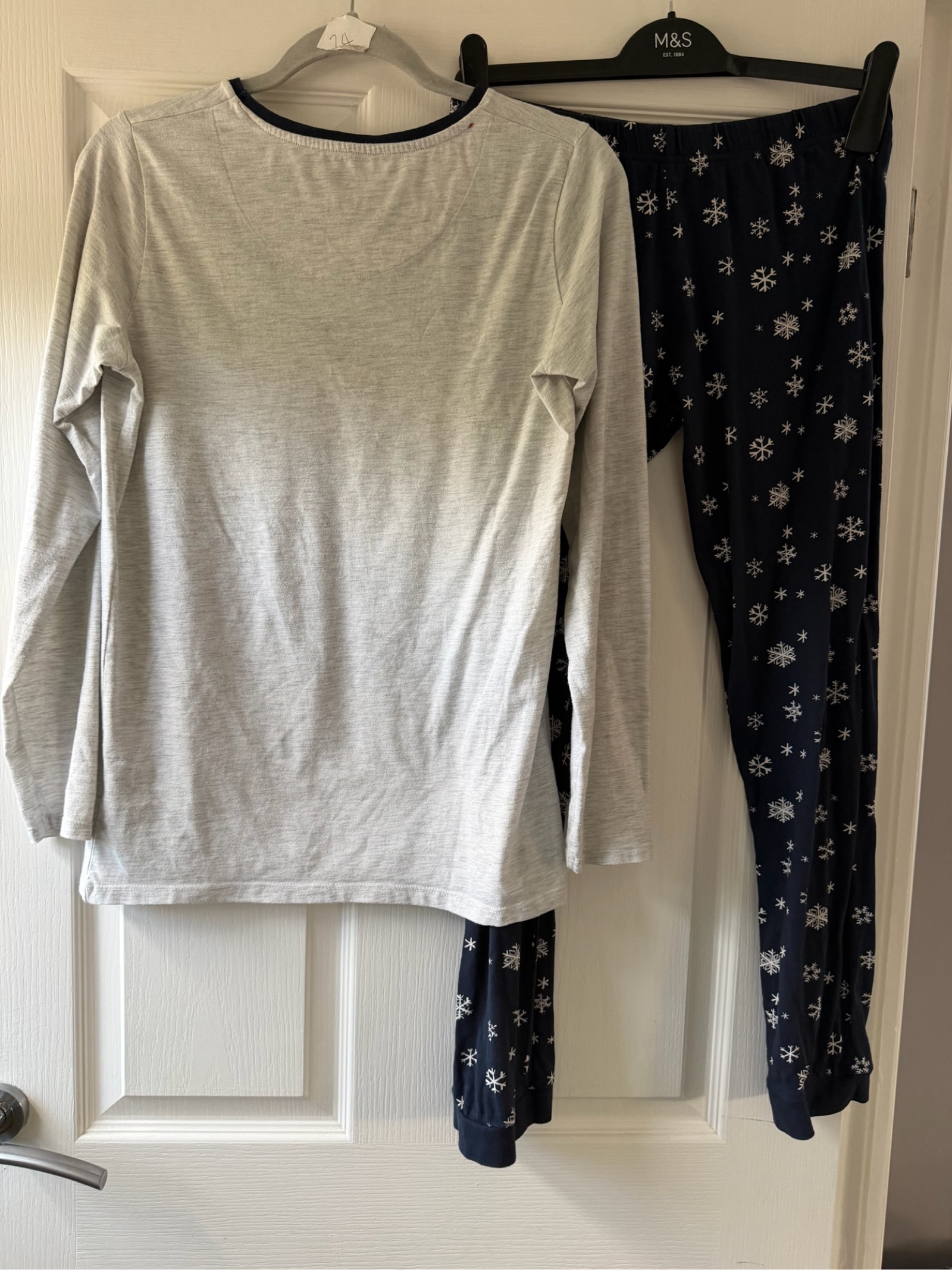 M&S Kids' Navy & Grey Penguin Print Pyjama Set Age 13-14 image 7