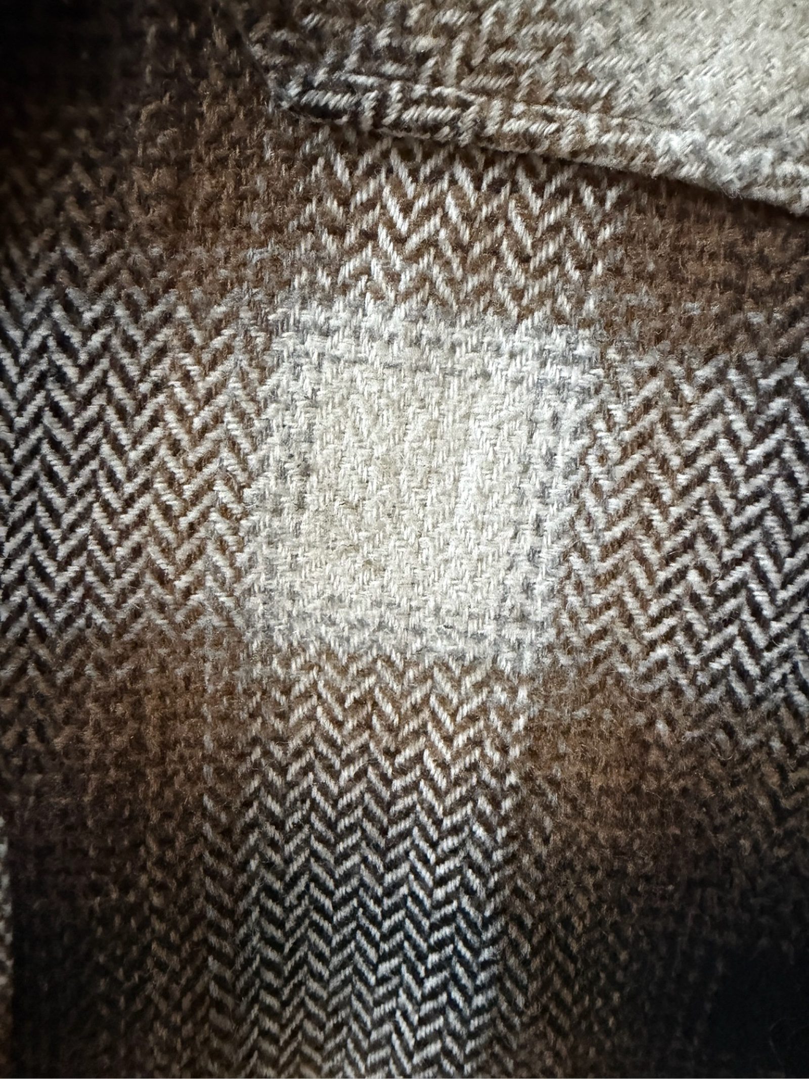 Tu Man Brown & Beige Checked Wool Blend Jacket Large image 3