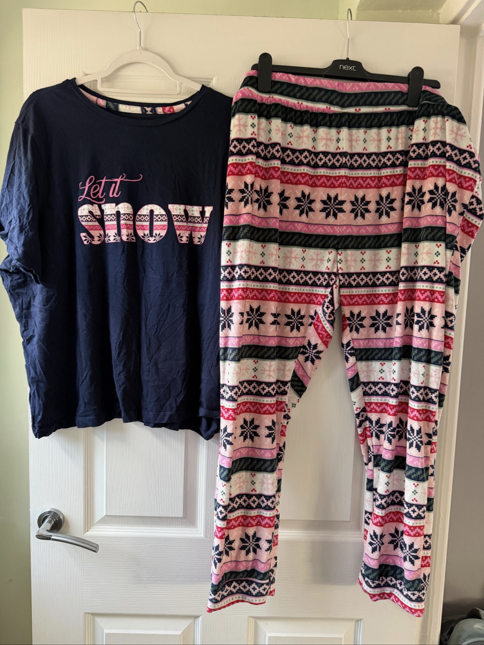 Matalan Women's Navy & Multi Christmas Snowflake Cotton Pyjama Set XX Large