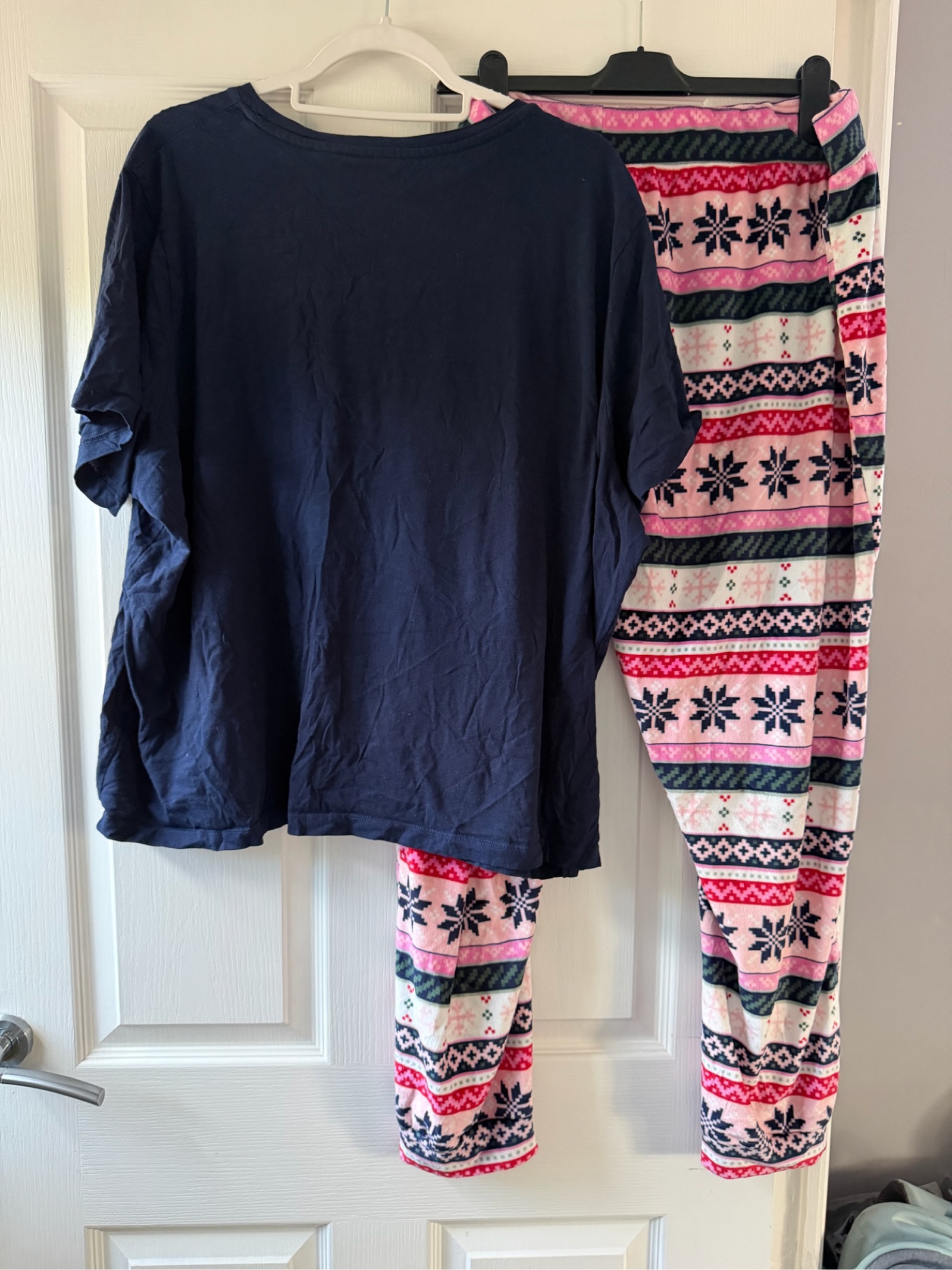 Matalan Women's Navy & Multi Christmas Snowflake Cotton Pyjama Set XX Large image 3