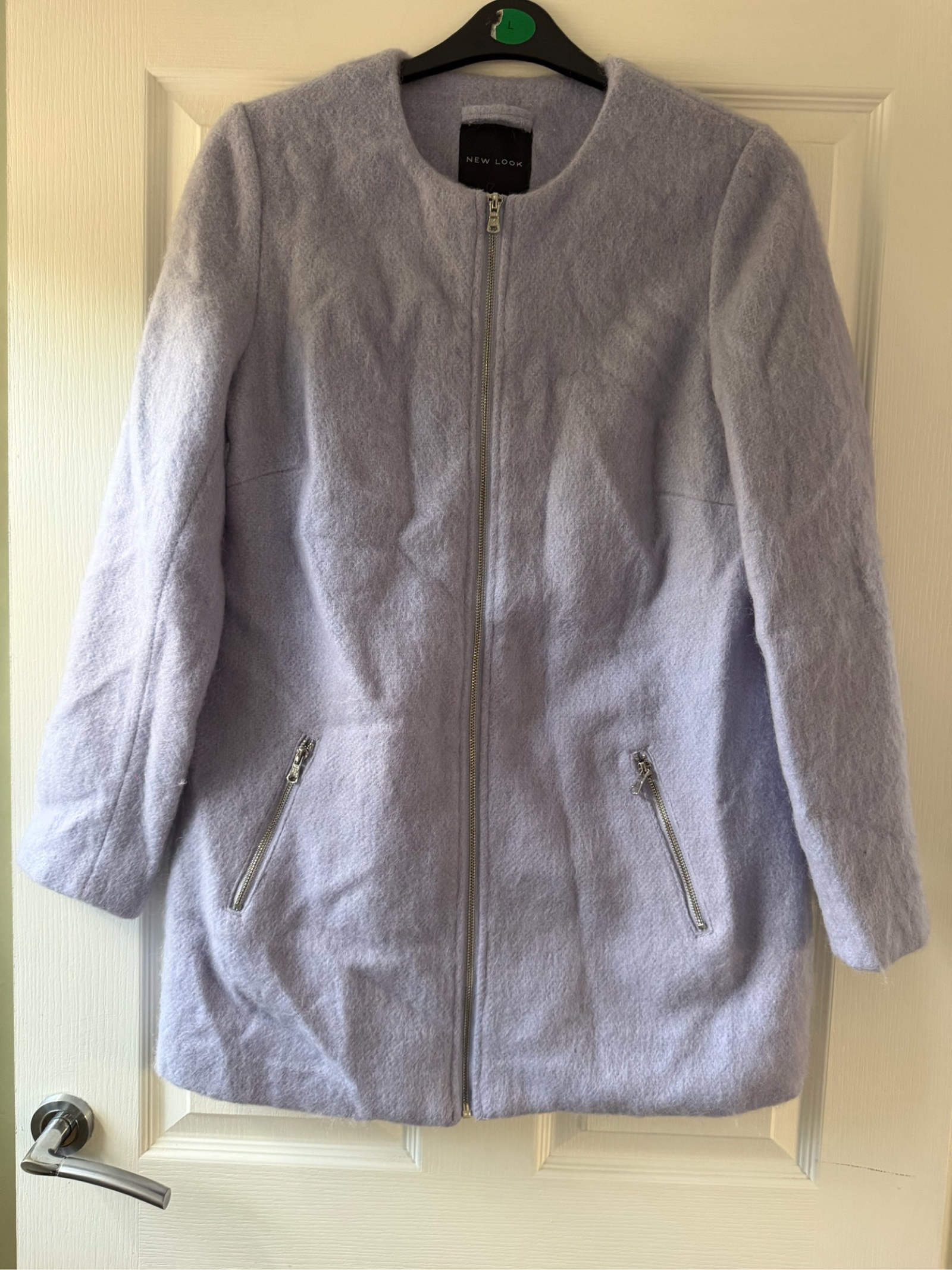 New Look Women's Light Purple Wool Blend Zip Coat UK 14