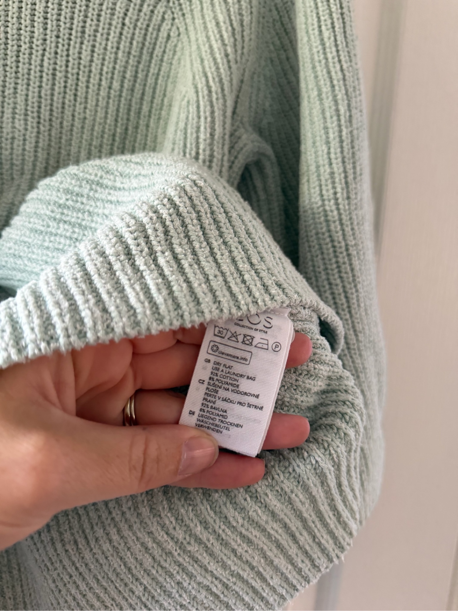 COS Women's Light Green Ribbed Cotton Jumper - Medium image 3