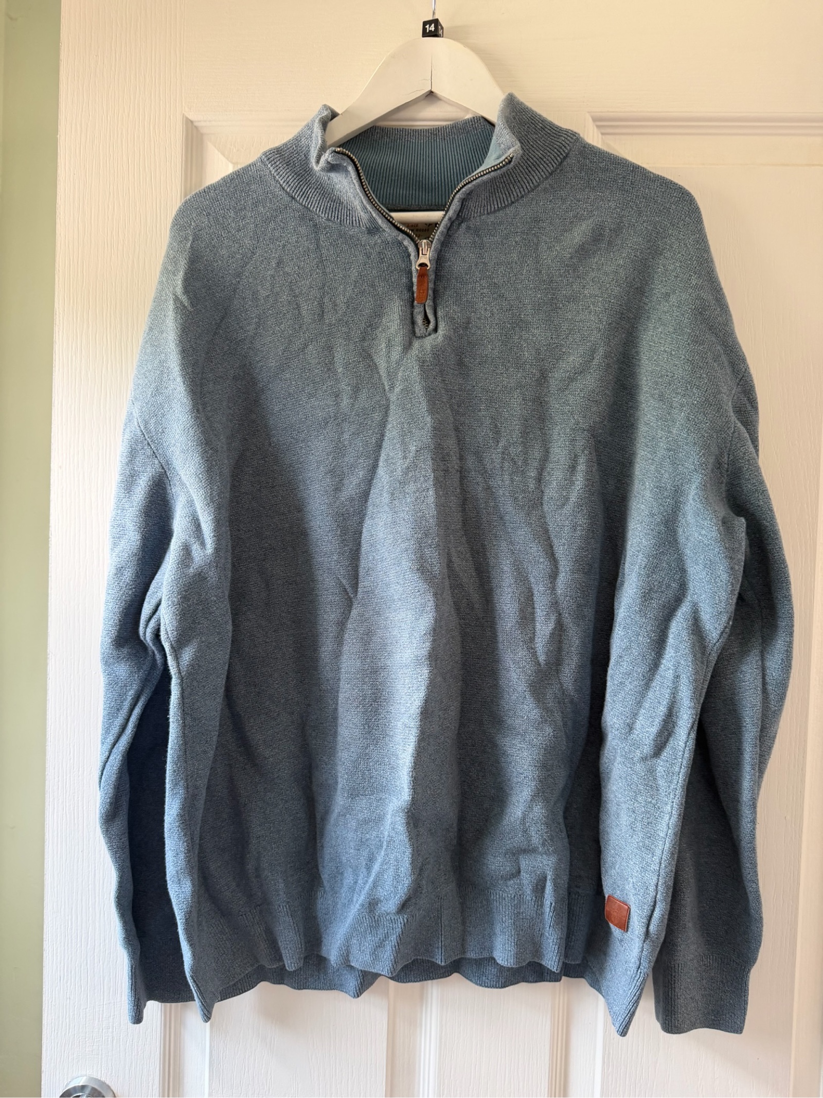 Next Men's Blue Cotton 1/4 Zip Sweater XXL