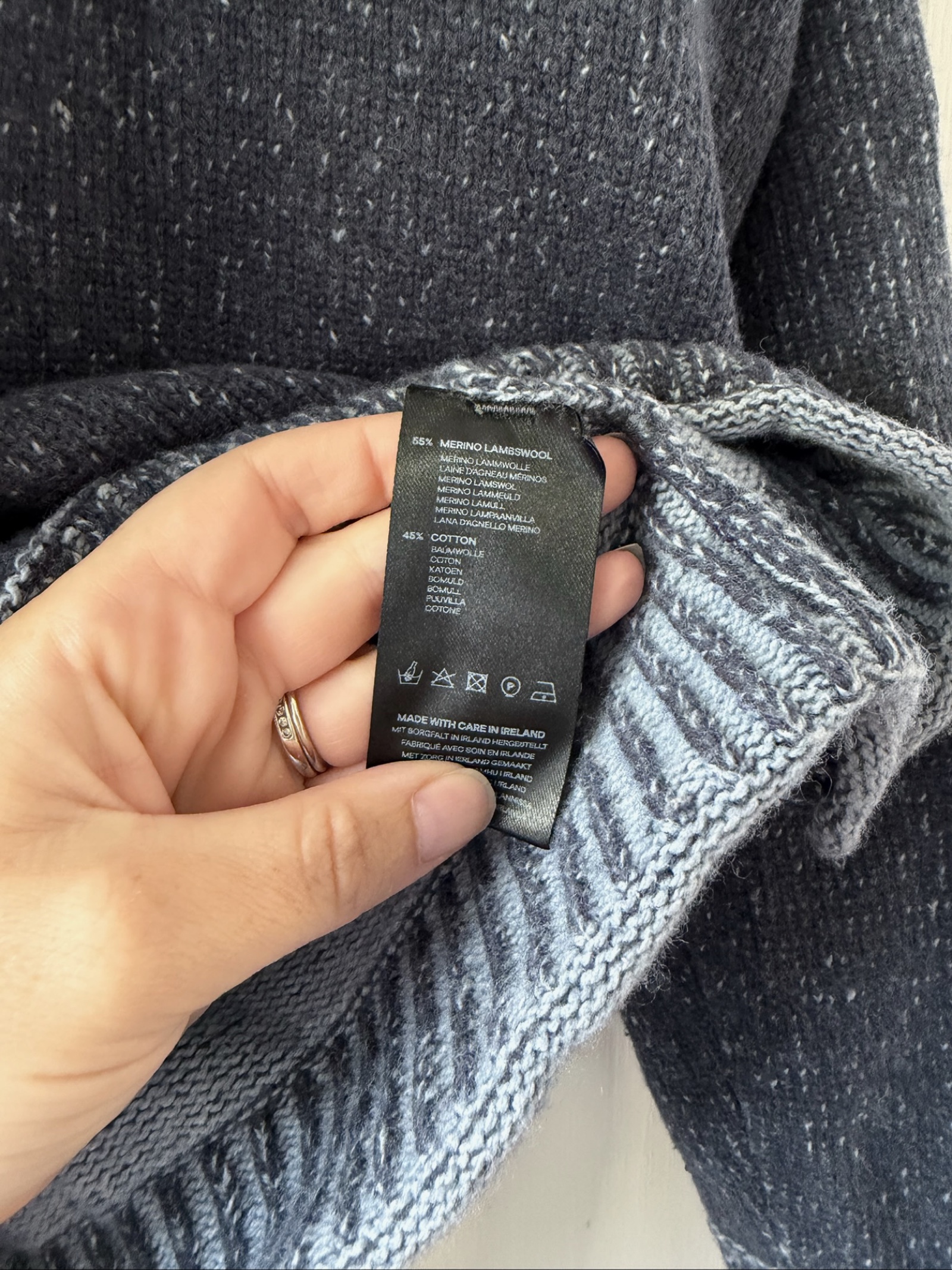 Baye Grey Merino Lambswool & Cotton Jumper UK 14 image 2