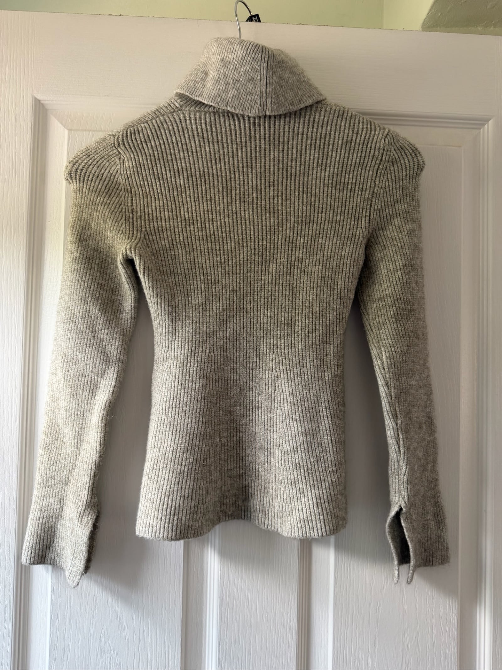 Zara Women's Grey Beige Ribbed Turtleneck Sweater Small Acrylic Polyester Polyamide image 5