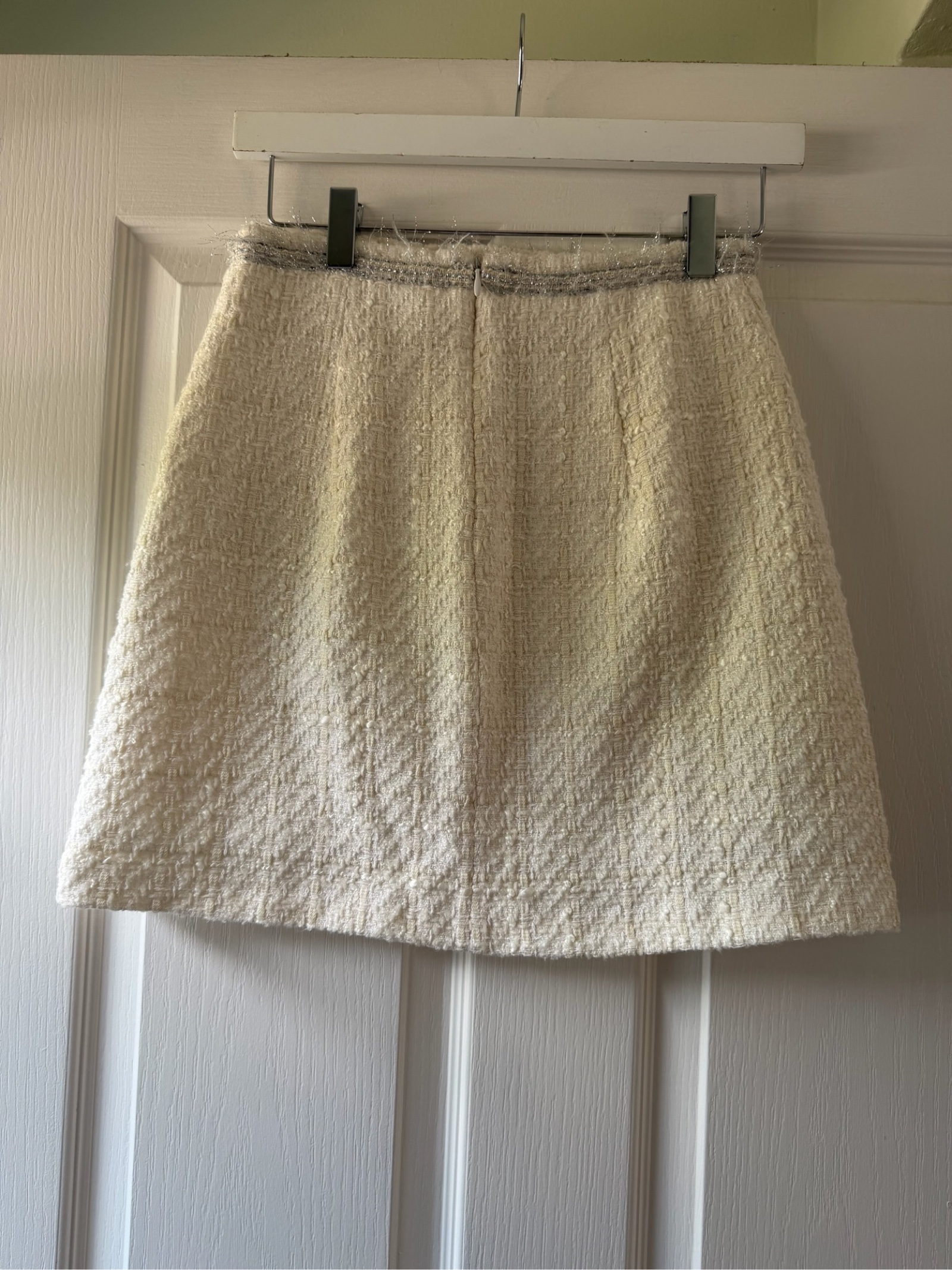 Zara Woman Cream Tweed Mini Skirt Small 50% Cotton 30% Acrylic 20% Polyester image 5