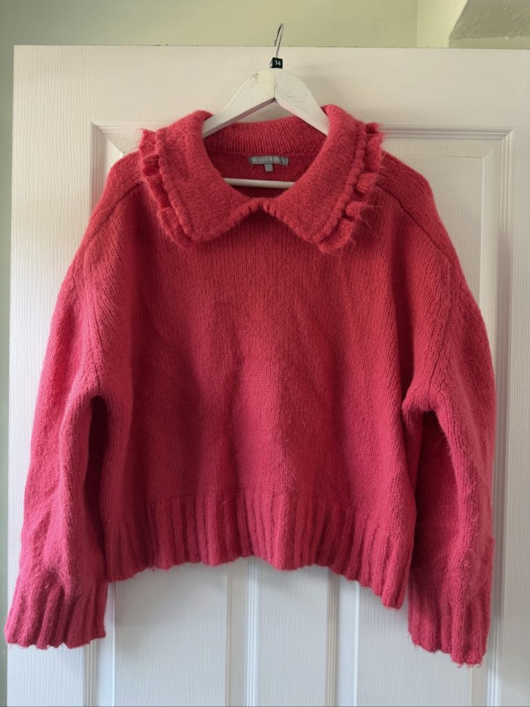 Oliver Bonas Pink Pink Wool Alpaca Collar Sweater UK 16