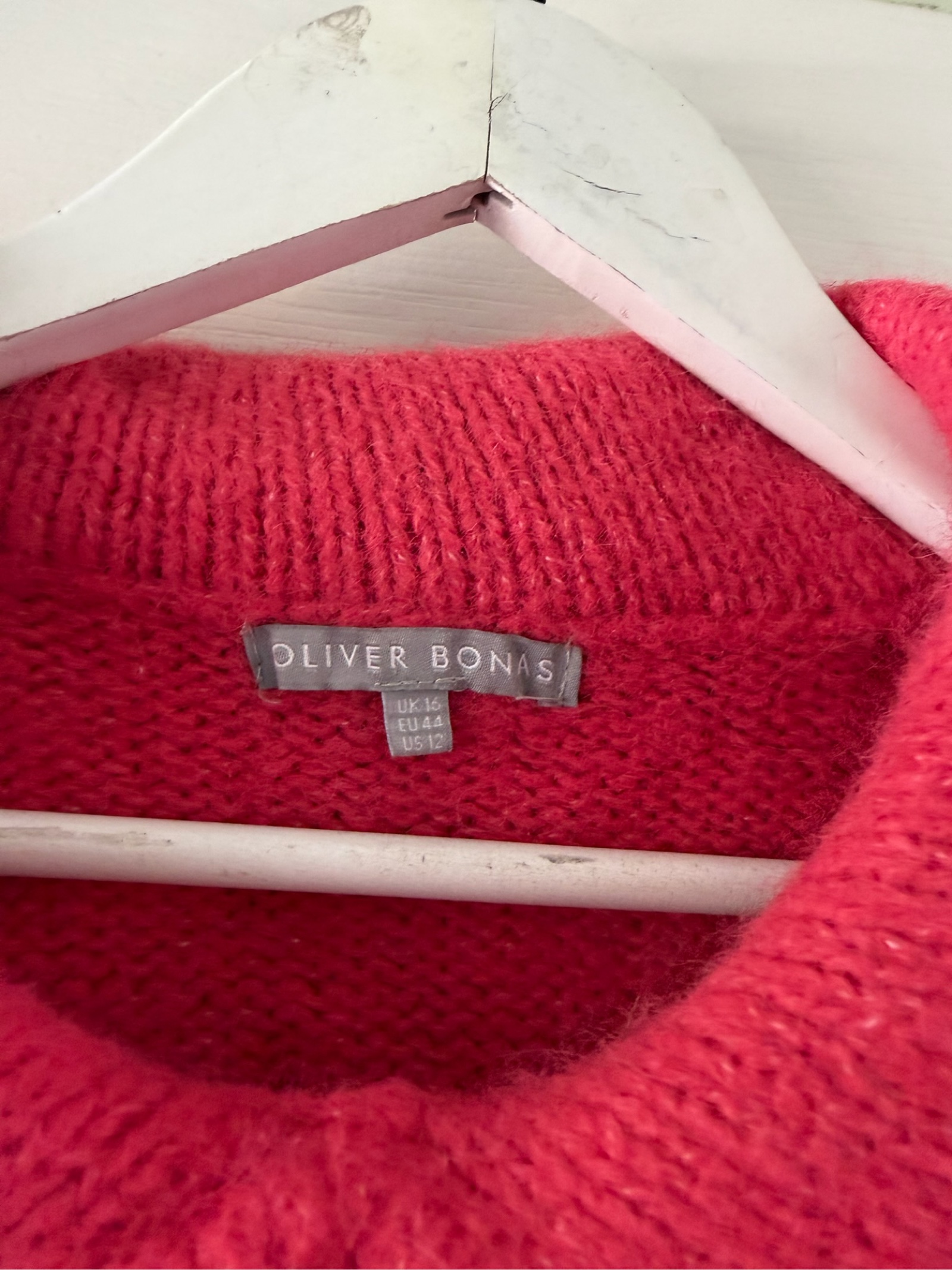 Oliver Bonas Pink Pink Wool Alpaca Collar Sweater UK 16 image 2