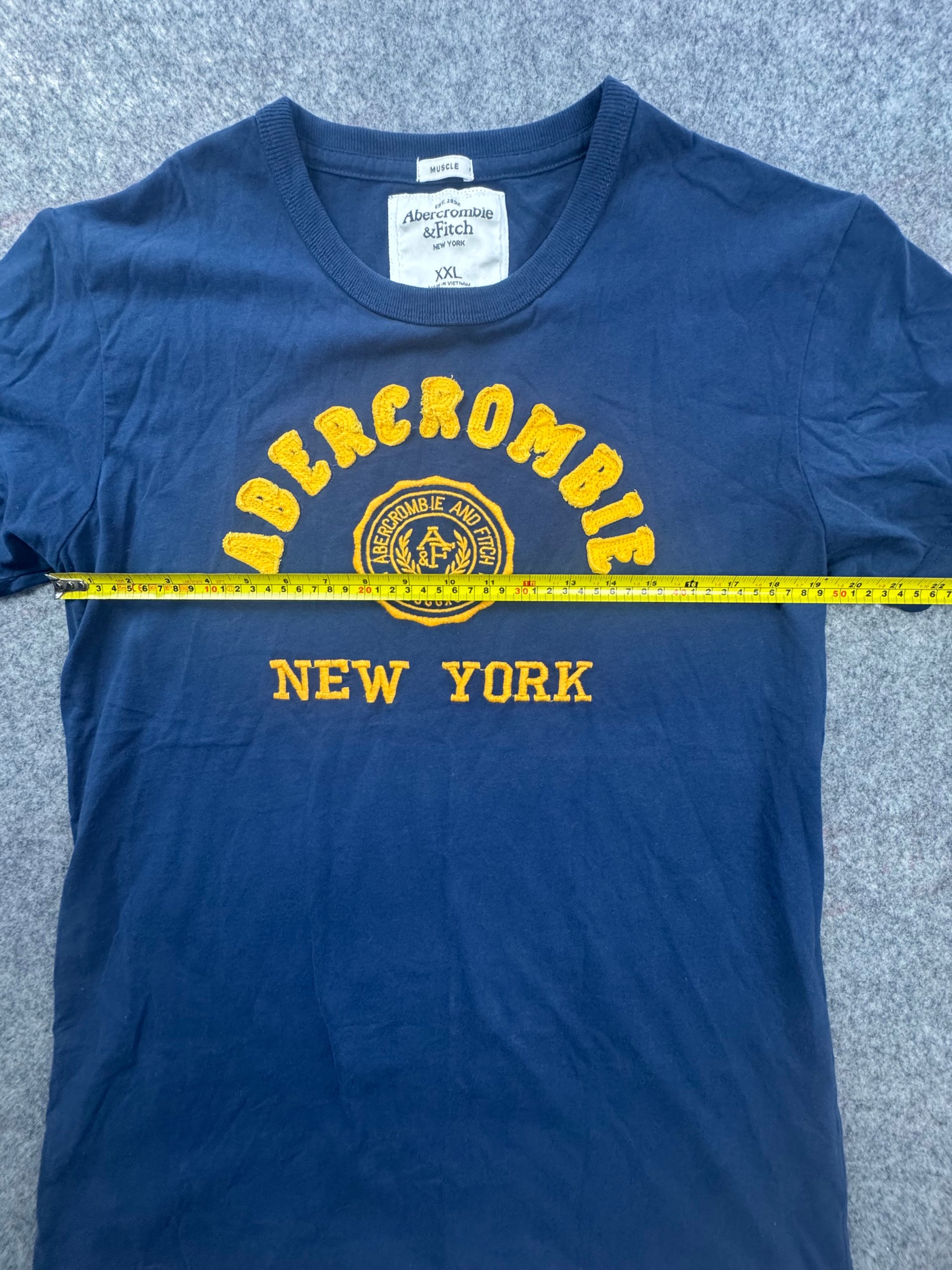 Abercrombie Navy & Yellow Logo T-Shirt XXL Cotton image 5