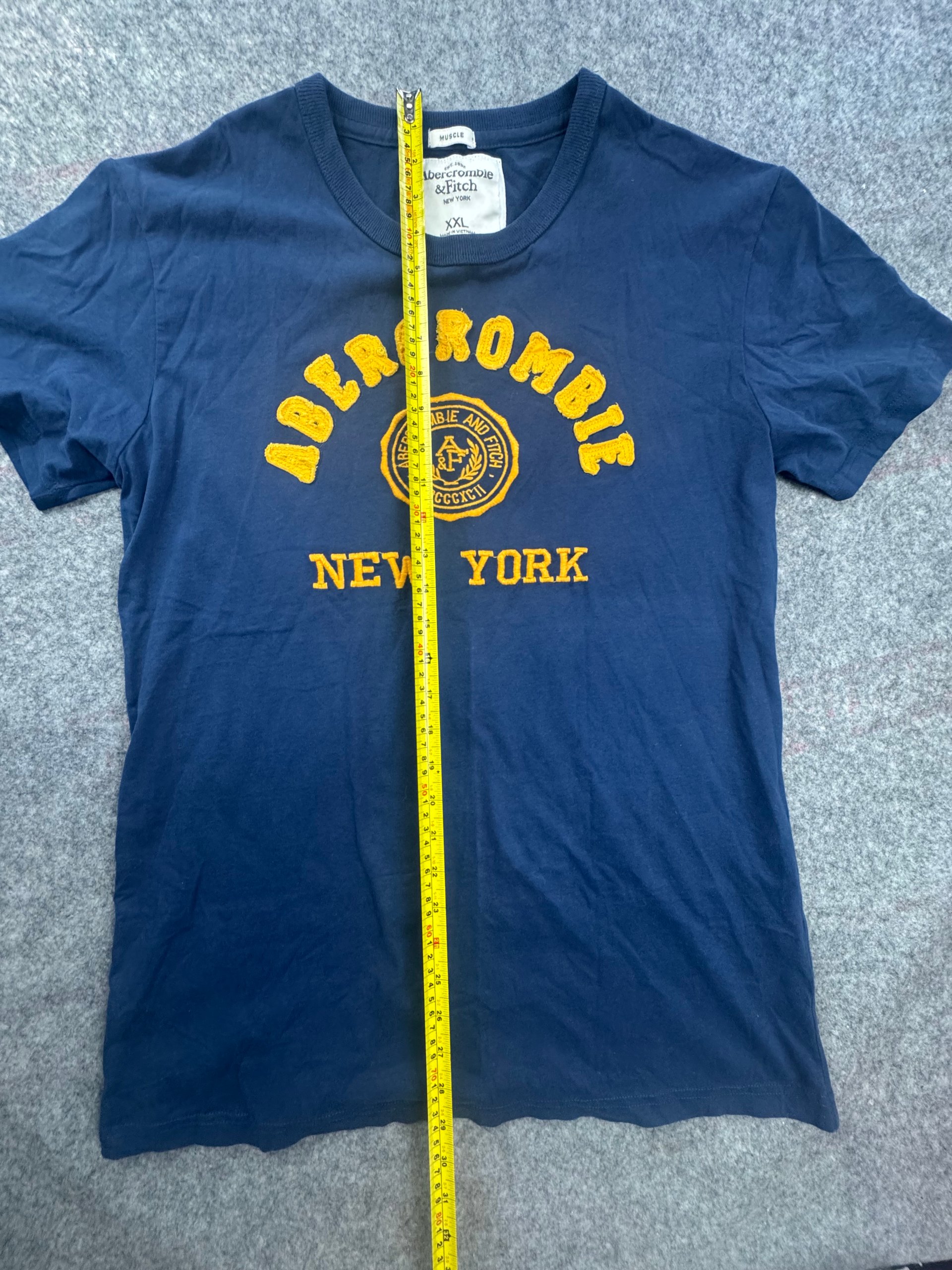 Abercrombie Navy & Yellow Logo T-Shirt XXL Cotton image 6