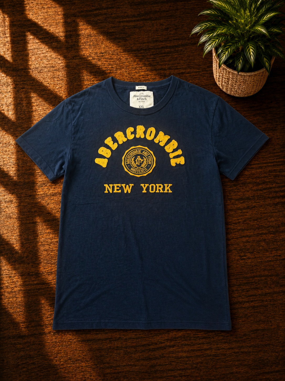 Abercrombie Navy & Yellow Logo T-Shirt XXL Cotton image 8