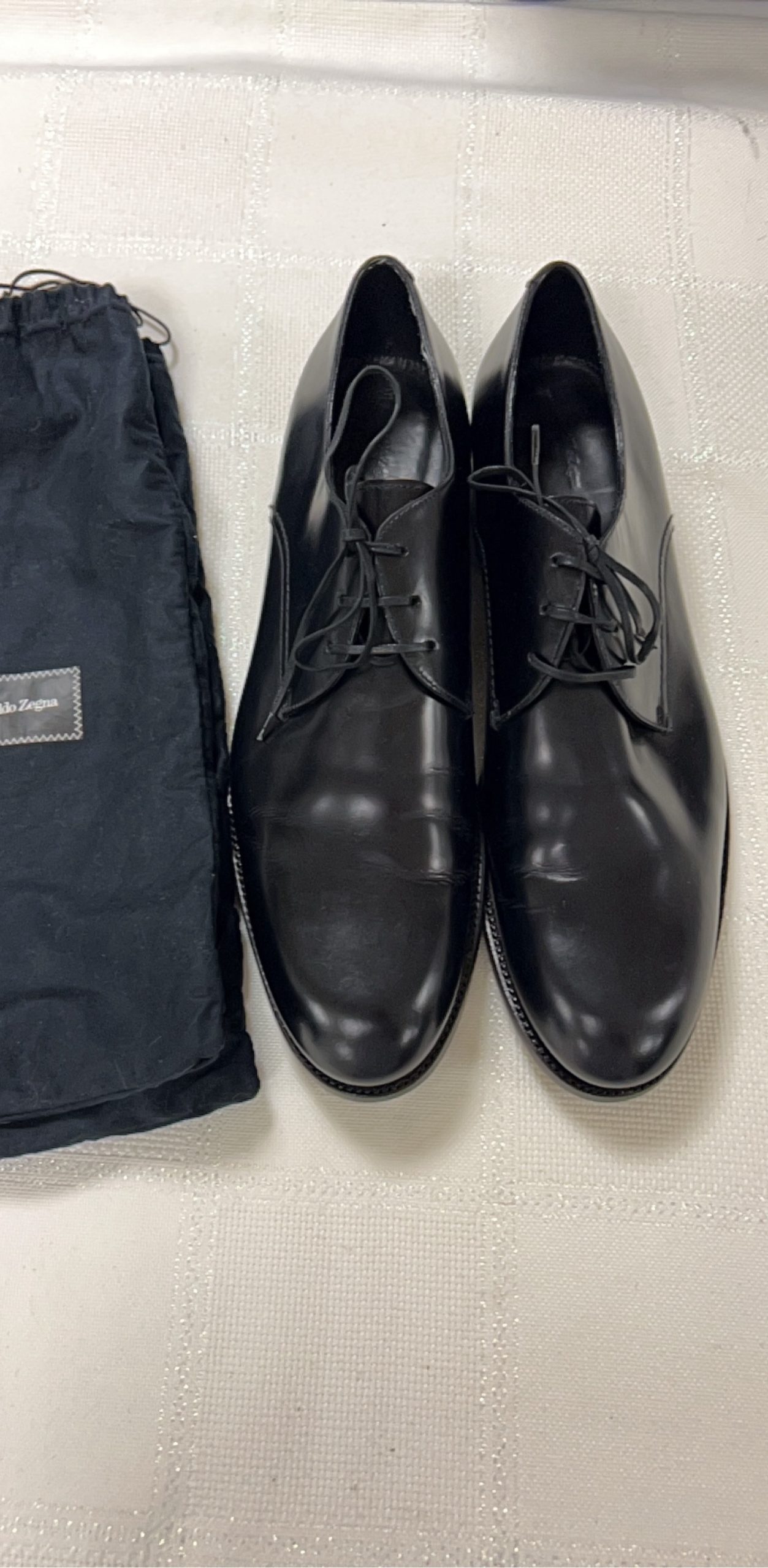 Ermenegildo Zegna Black Leather Dress Oxford US 11
