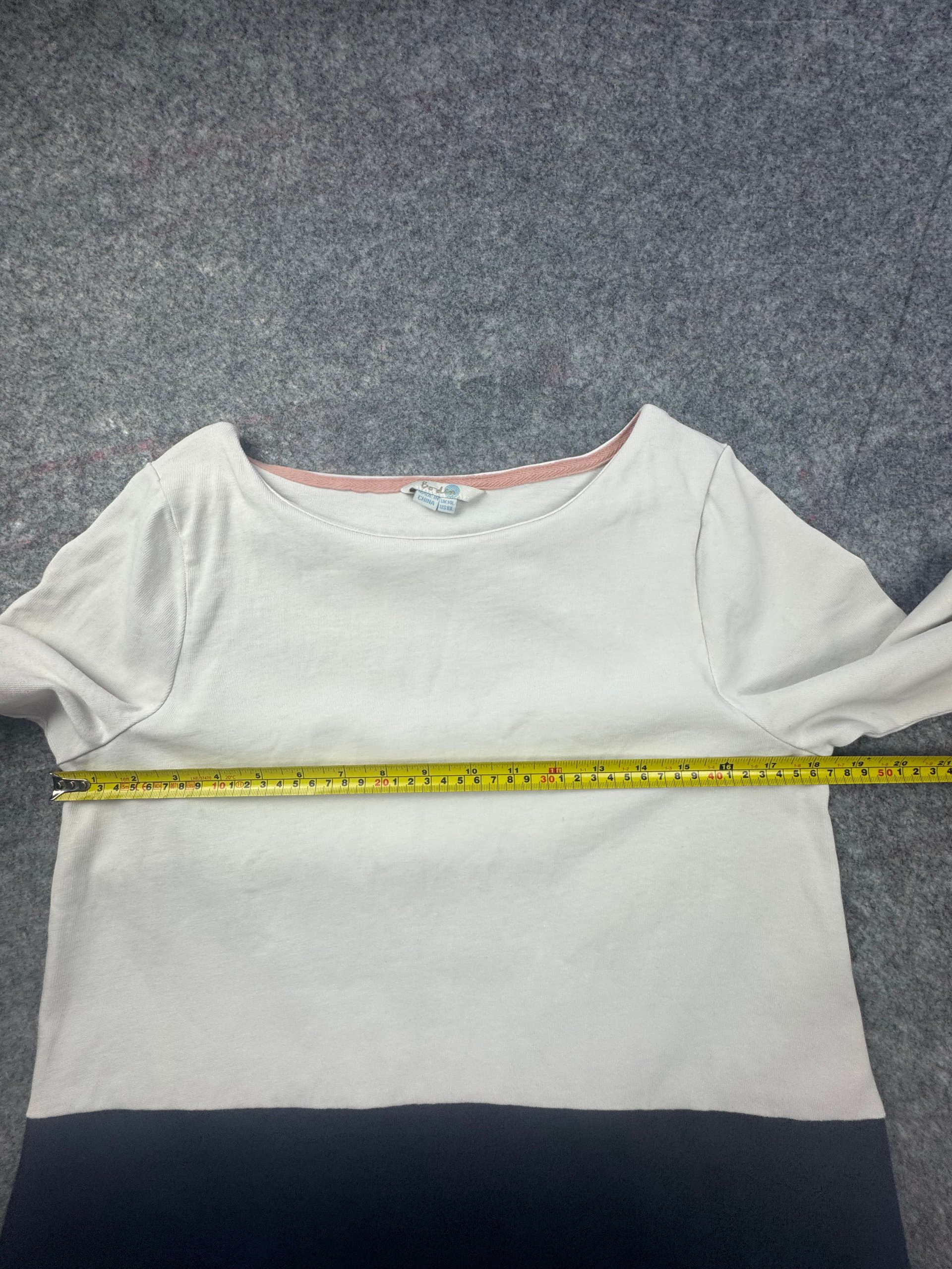 Boden Navy & White Colourblock Boat Neck Cotton Top UK 14 image 4