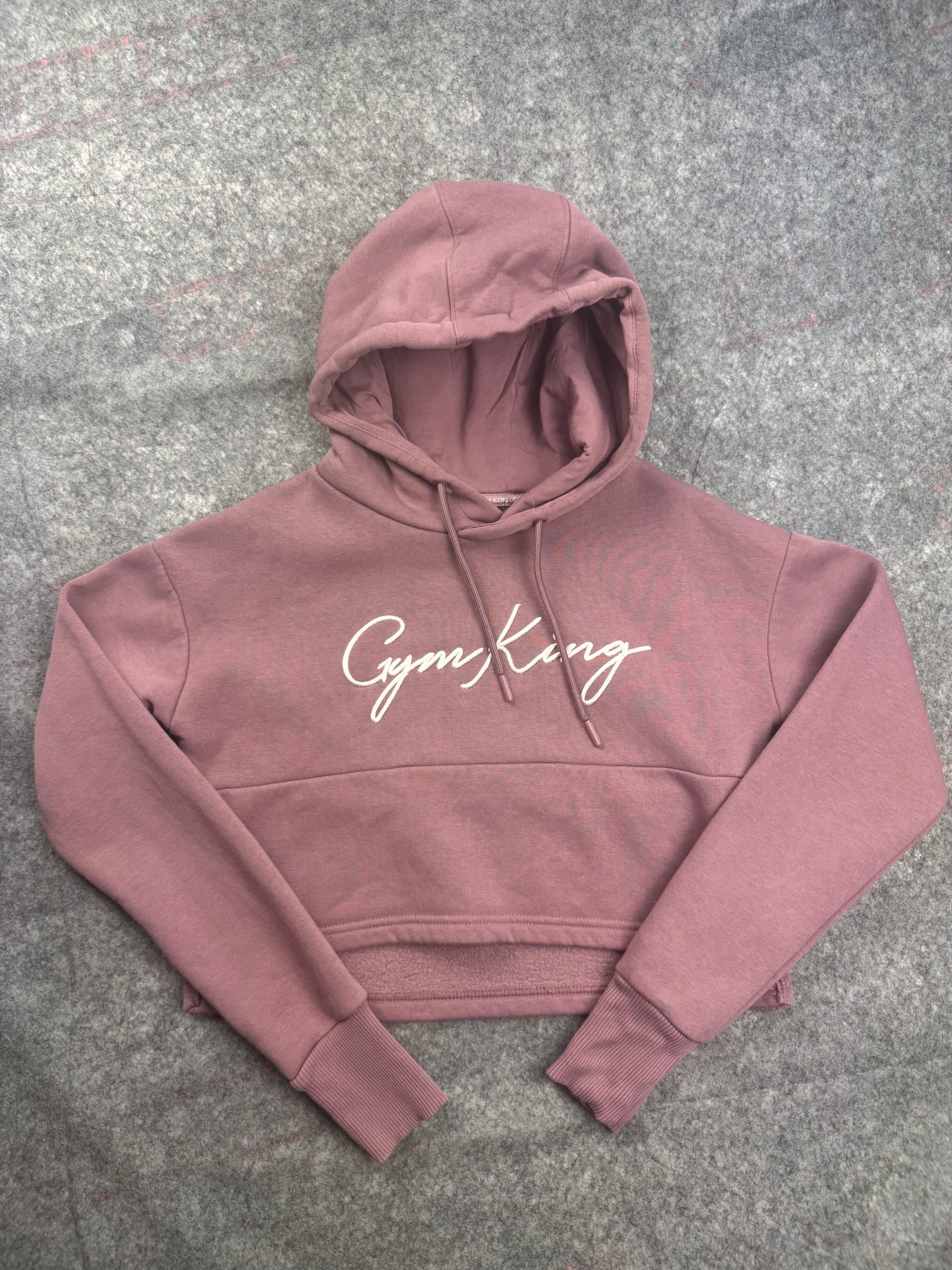 Gym King Dusky Pink Cropped Script Hoodie Size 6 Women’s