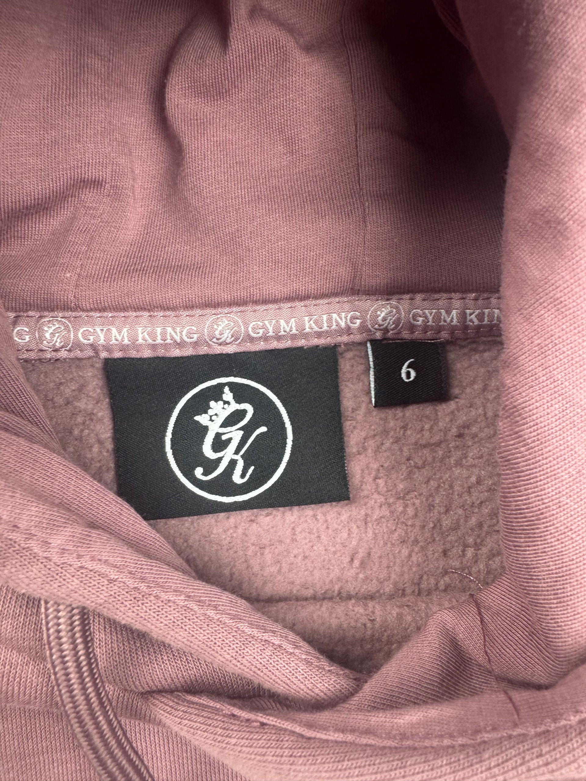 Gym King Dusky Pink Cropped Script Hoodie Size 6 Women’s image 3