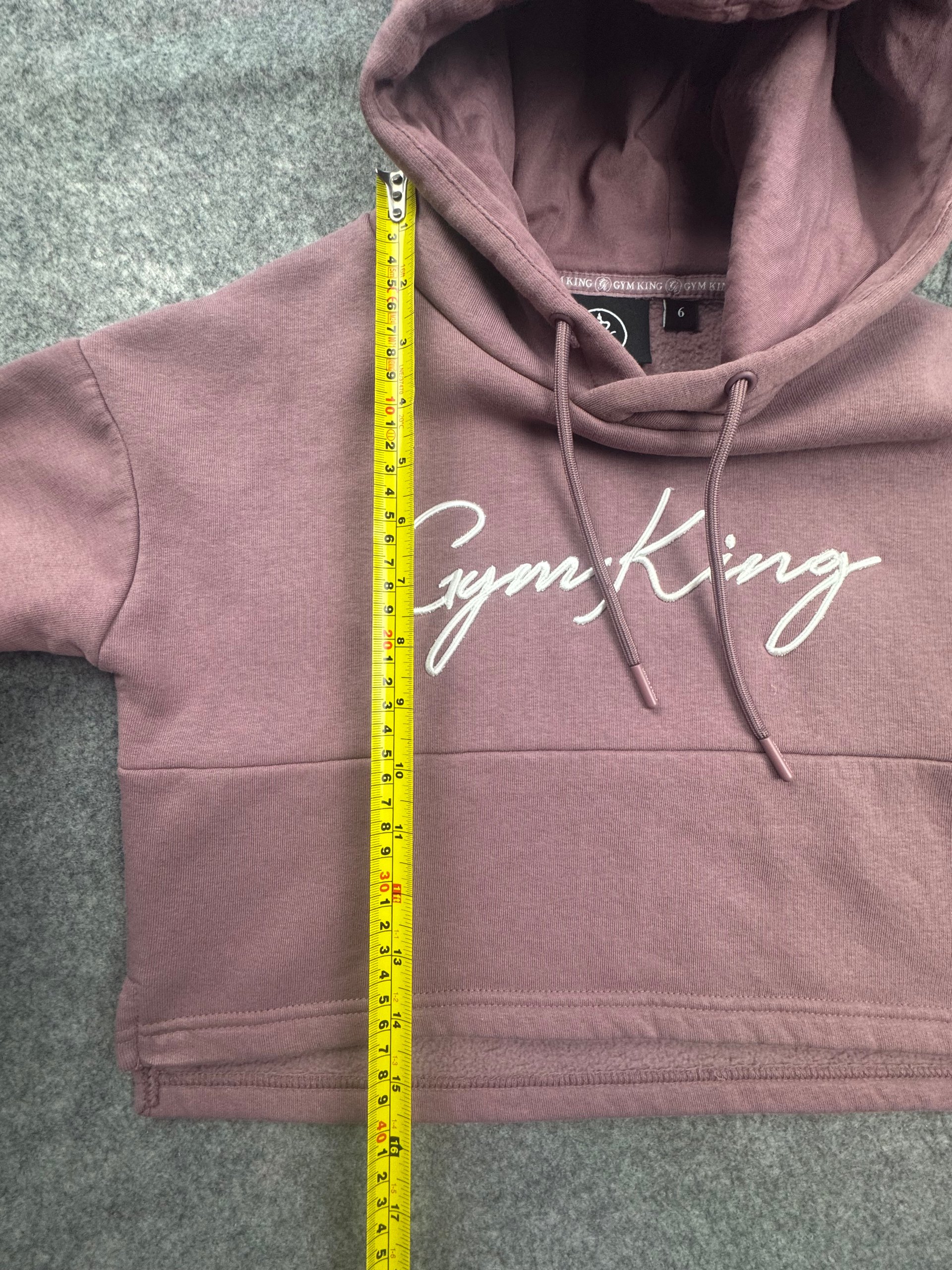 Gym King Dusky Pink Cropped Script Hoodie Size 6 Women’s image 4