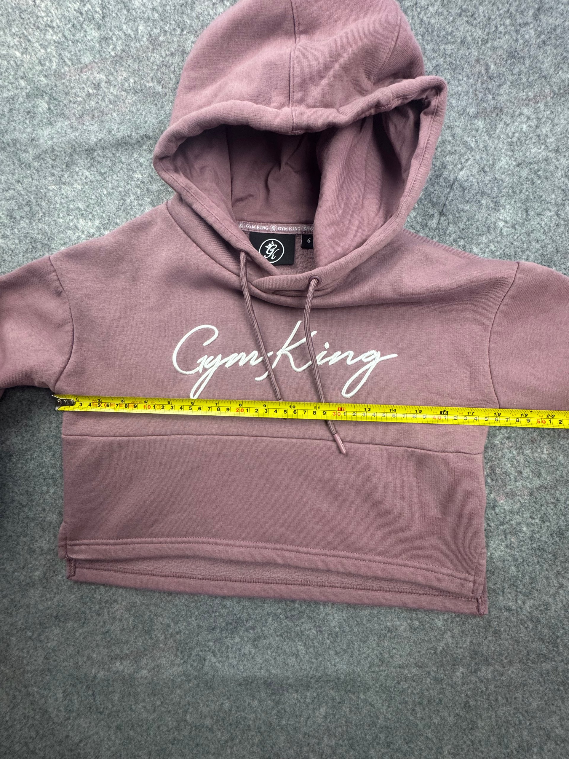 Gym King Dusky Pink Cropped Script Hoodie Size 6 Women’s image 5