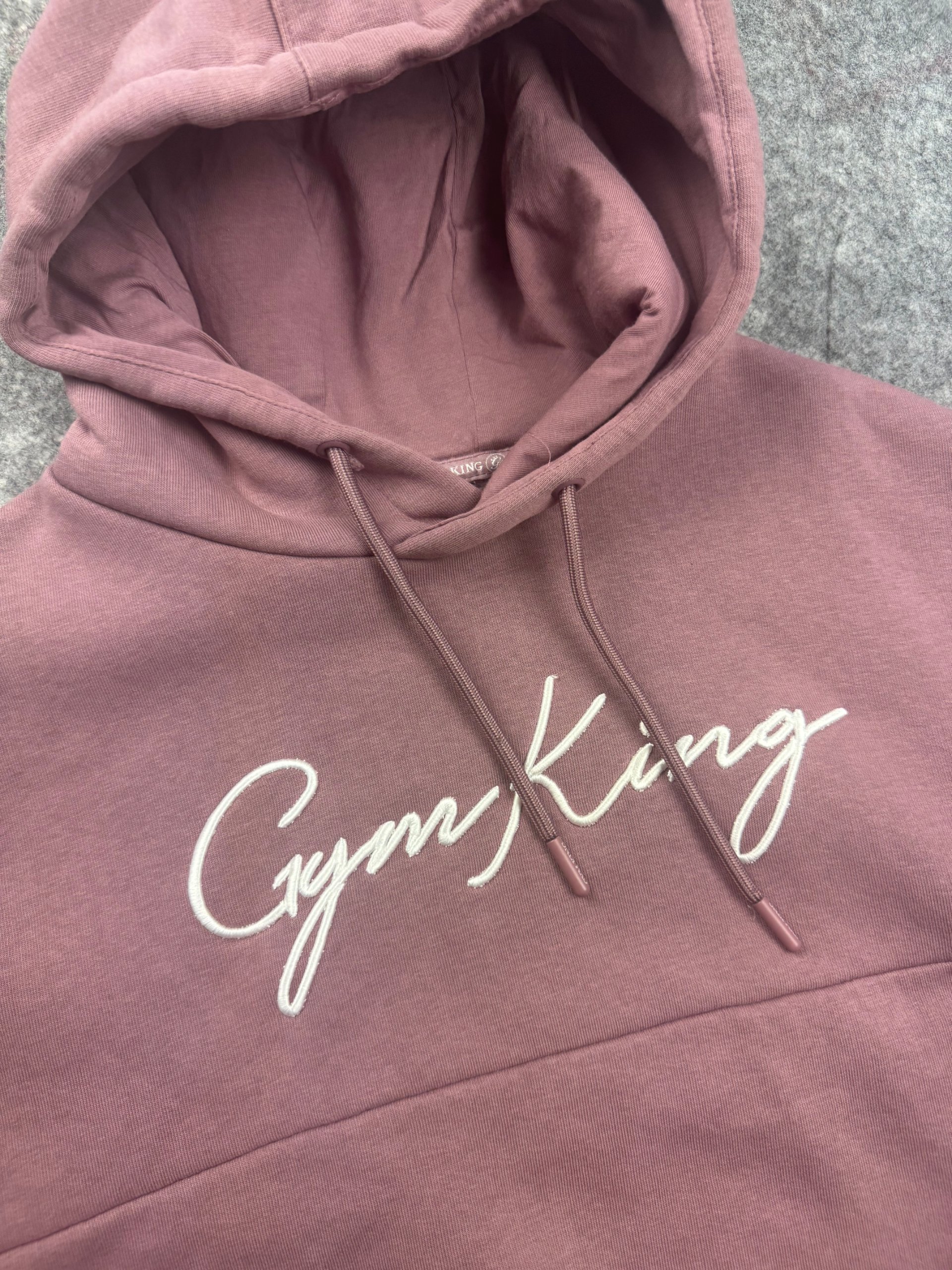 Gym King Dusky Pink Cropped Script Hoodie Size 6 Women’s image 7