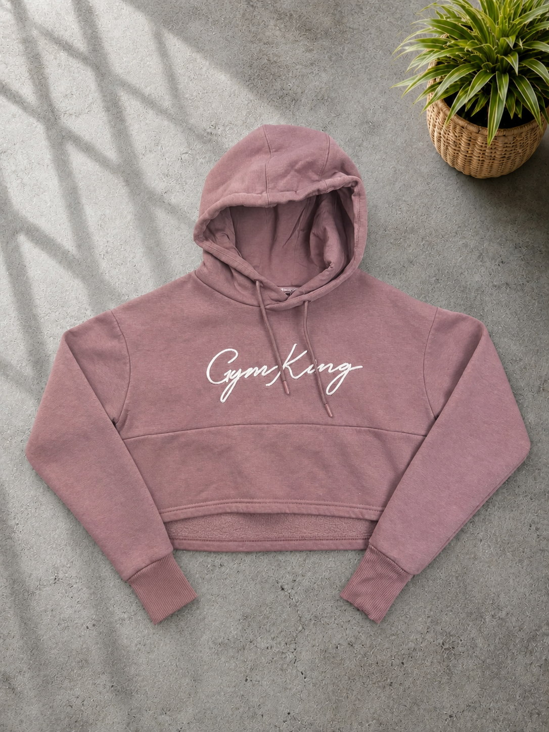 Gym King Dusky Pink Cropped Script Hoodie Size 6 Women’s image 8