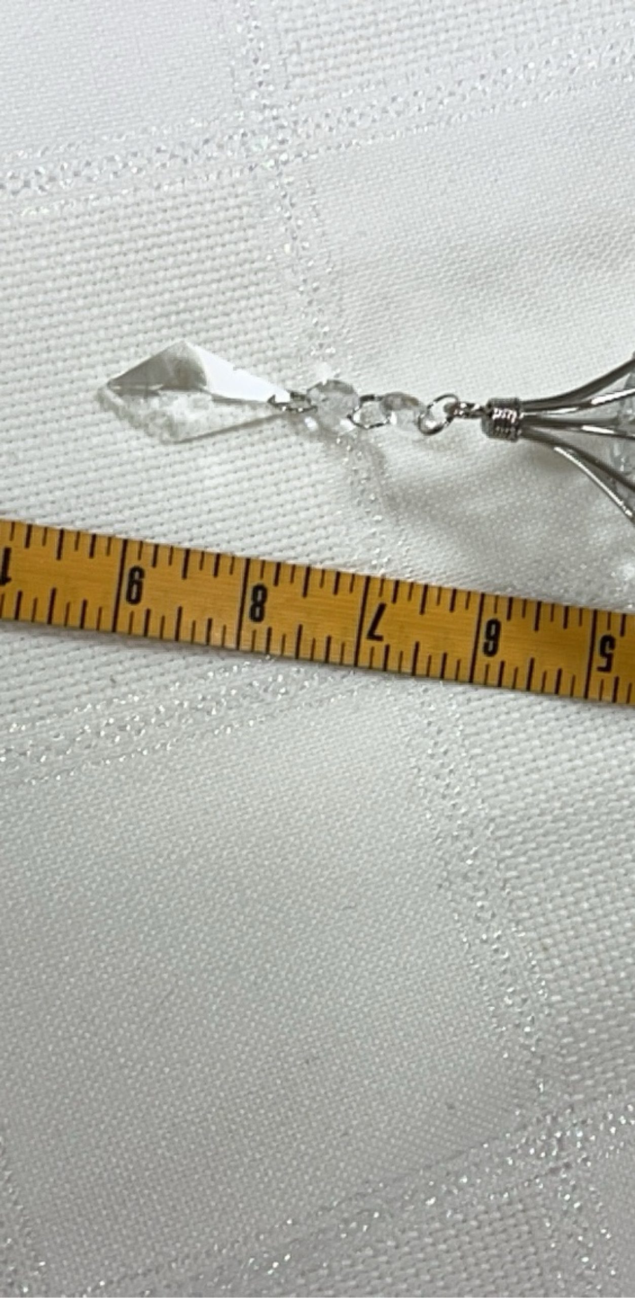 Clear Crystal Hanging Ornament 7 in Clear & Silver image 2