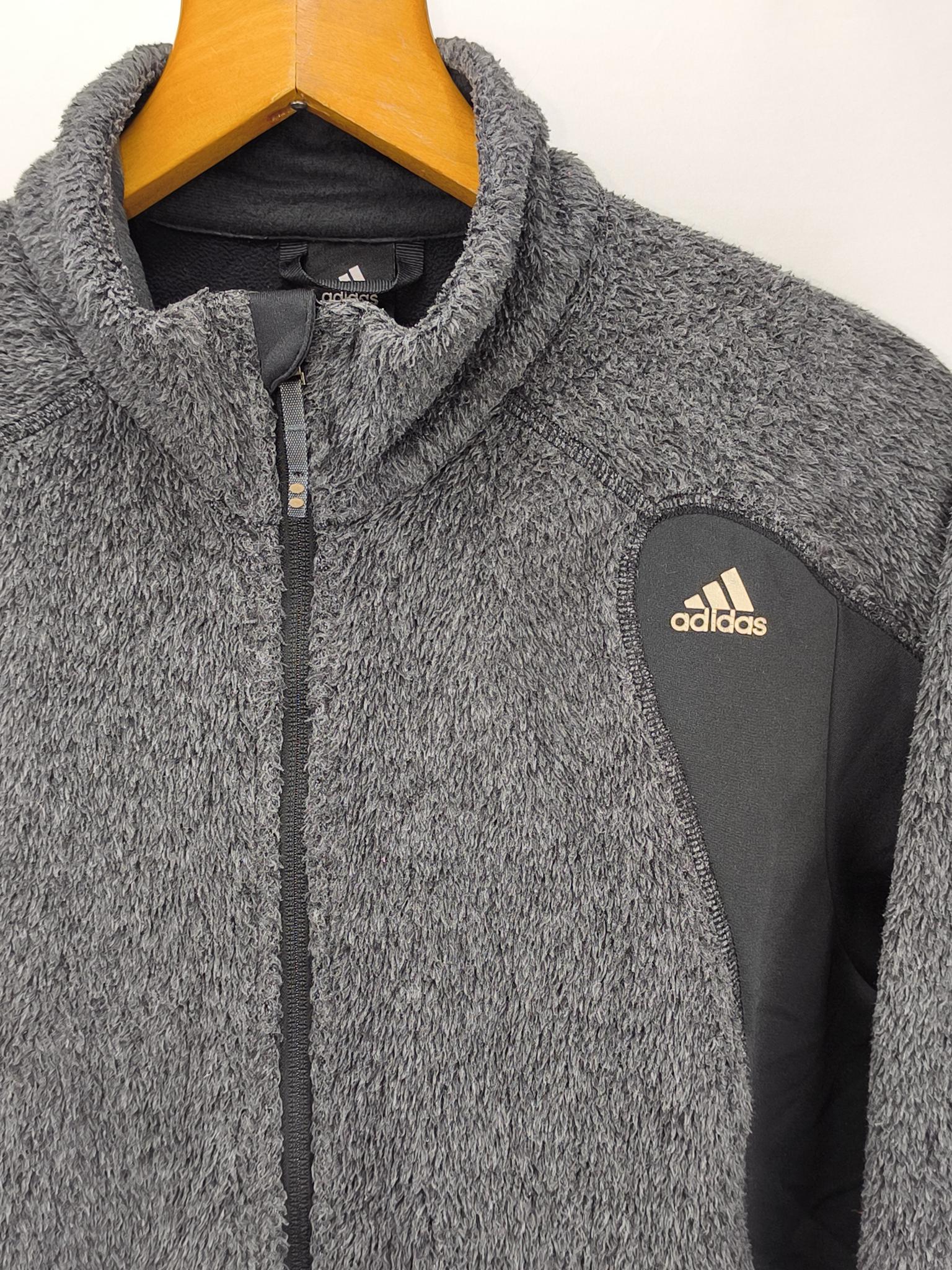 Adidas Men's Grey Fleece Jacket Medium Soft Warm image 10