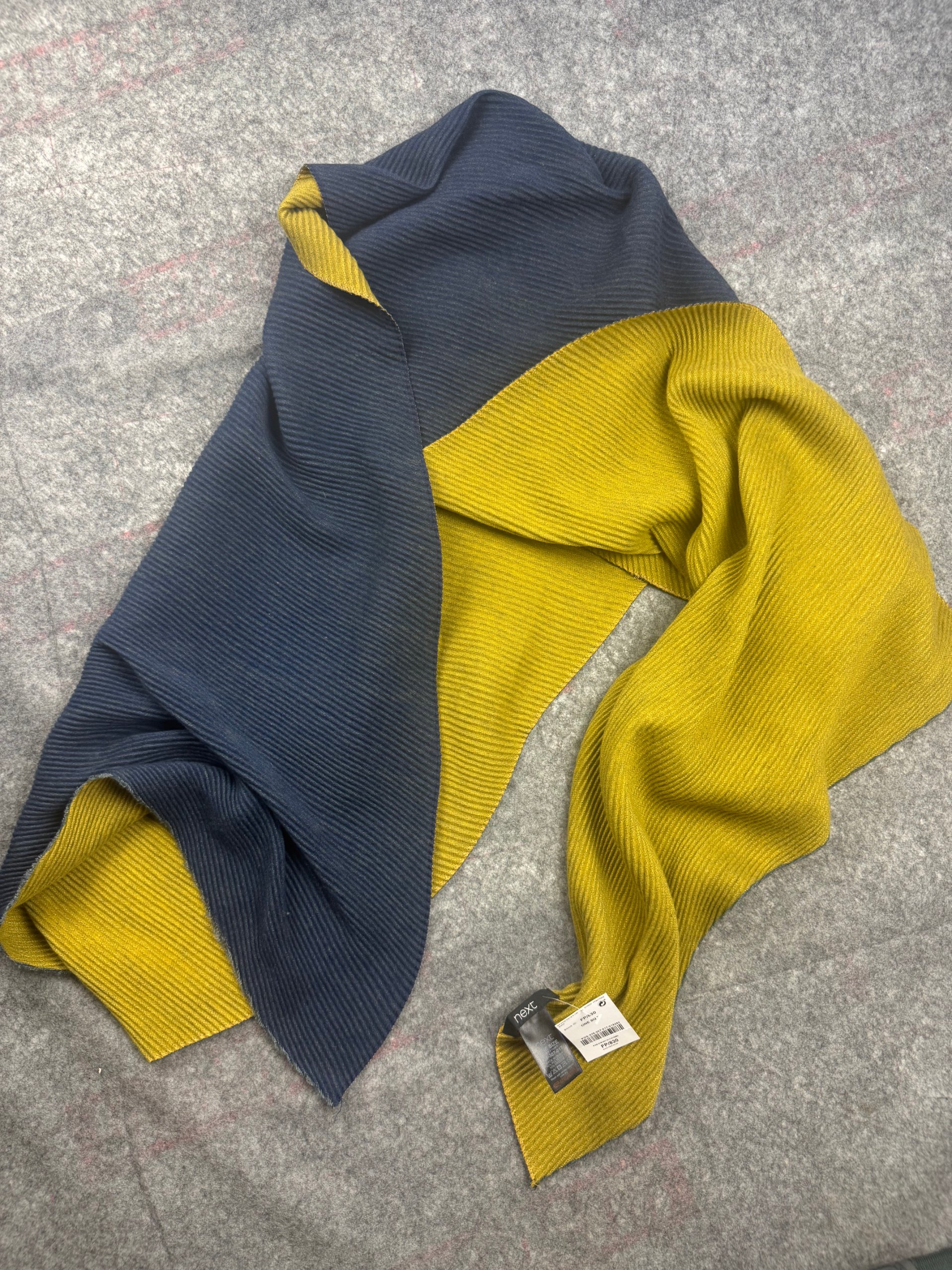 Next Navy & Mustard Ribbed Reversible Scarf One Size
