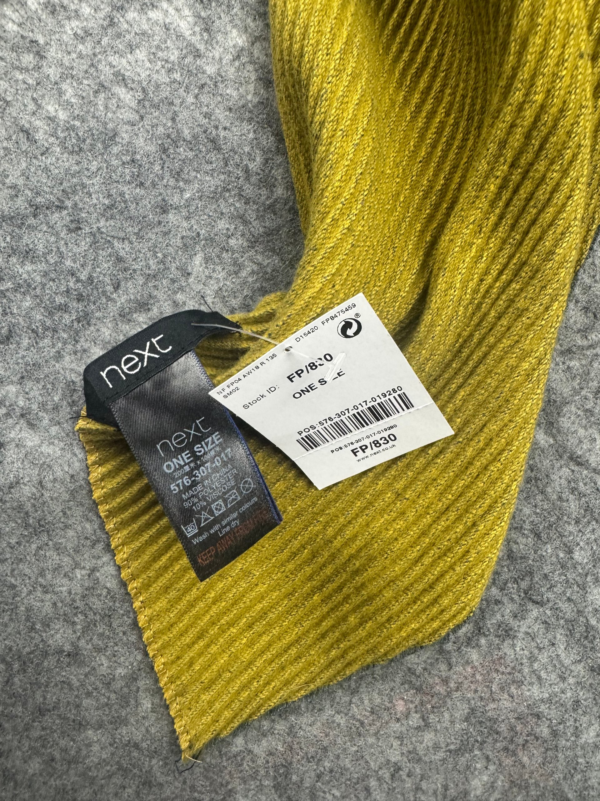 Next Navy & Mustard Ribbed Reversible Scarf One Size image 2