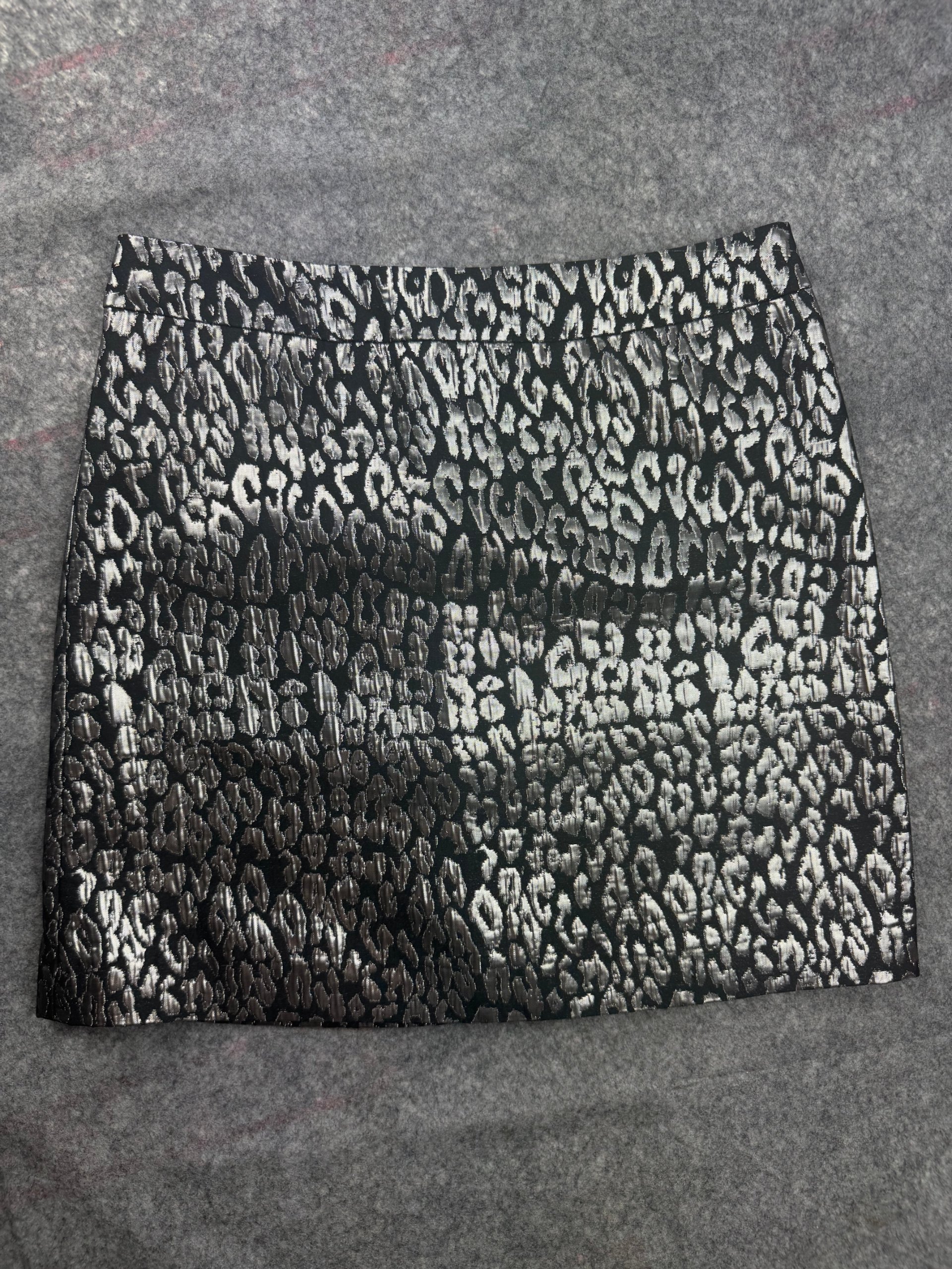 Dorothy Perkins Silver & Black Leopard Jacquard Pencil Skirt UK 10