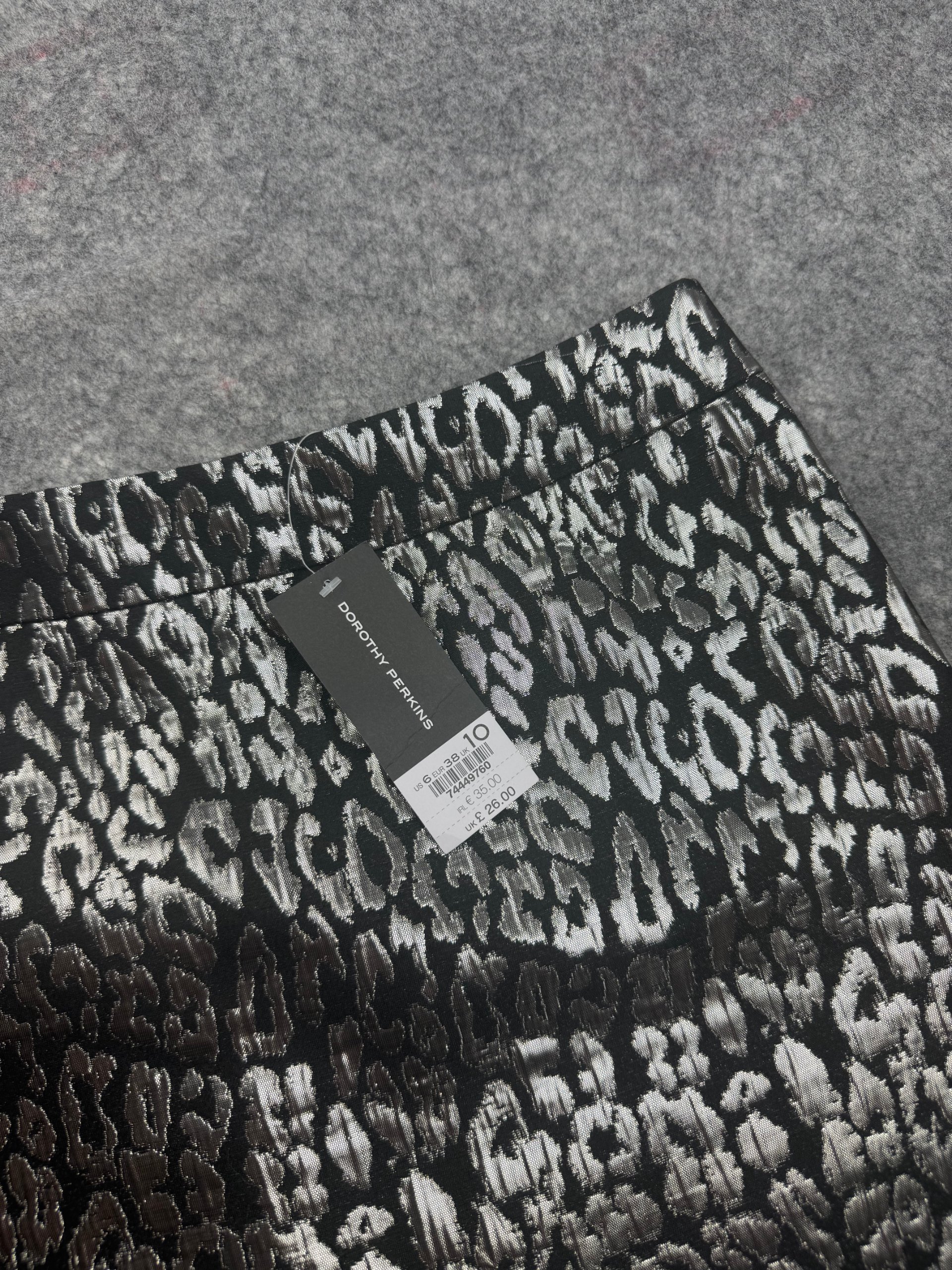 Dorothy Perkins Silver & Black Leopard Jacquard Pencil Skirt UK 10 image 3