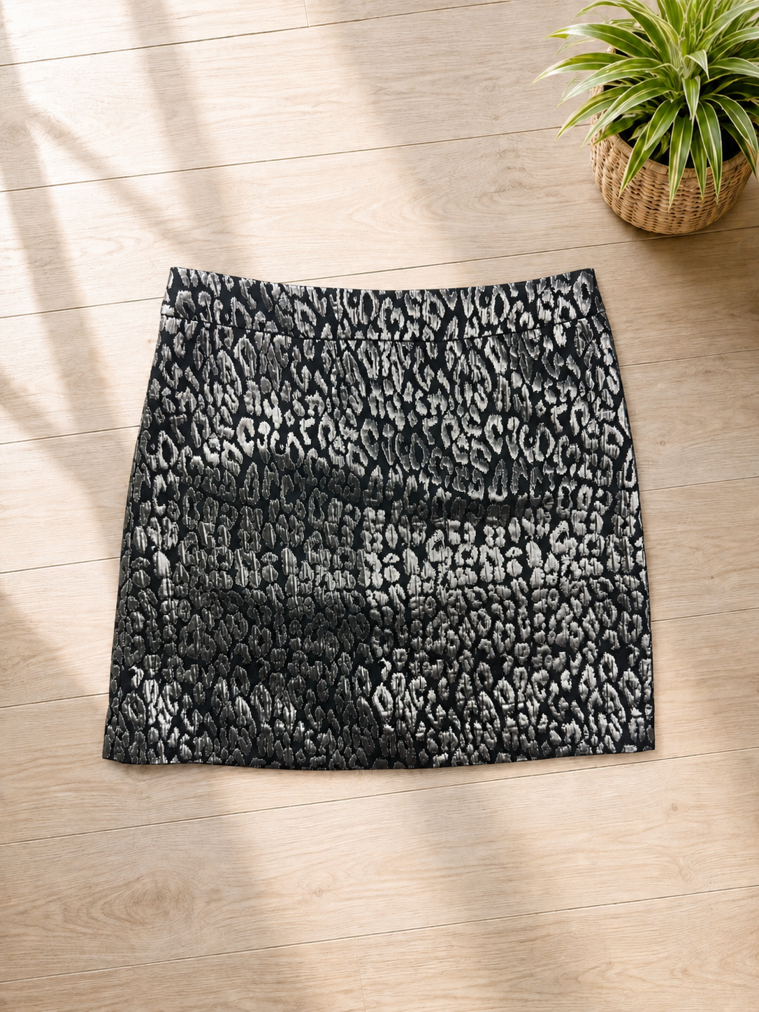 Dorothy Perkins Silver & Black Leopard Jacquard Pencil Skirt UK 10 image 8