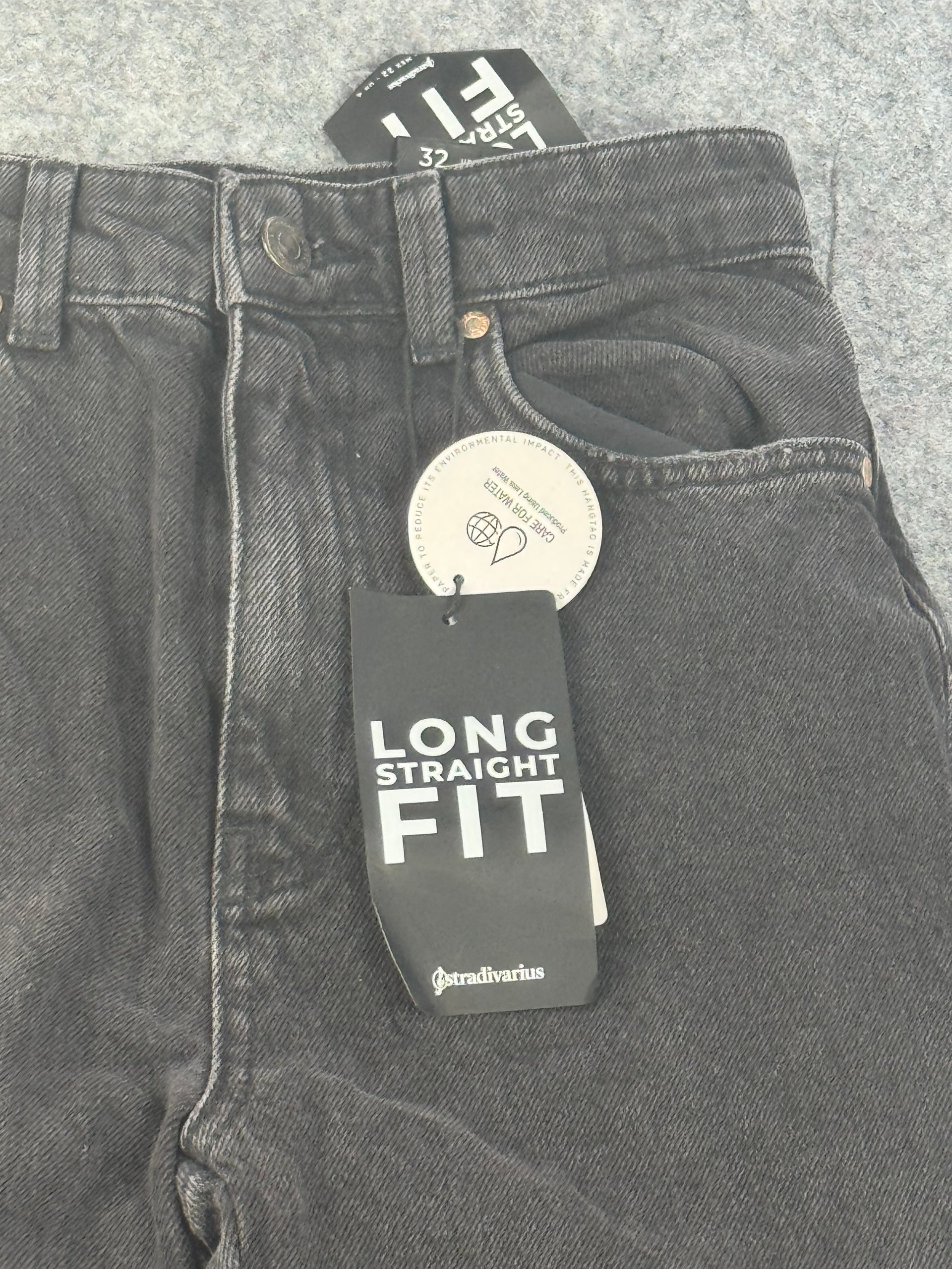 Stradivarius Black Long Straight Fit Jeans W32 UK 4 image 8