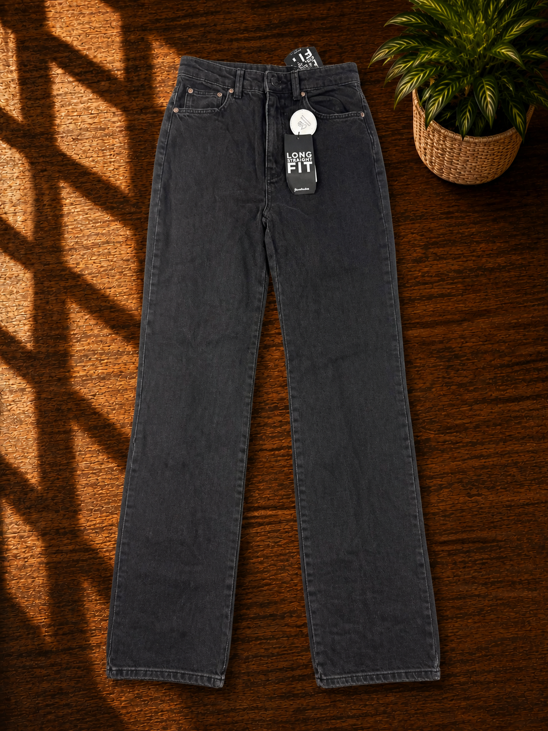 Stradivarius Black Long Straight Fit Jeans W32 UK 4 image 9