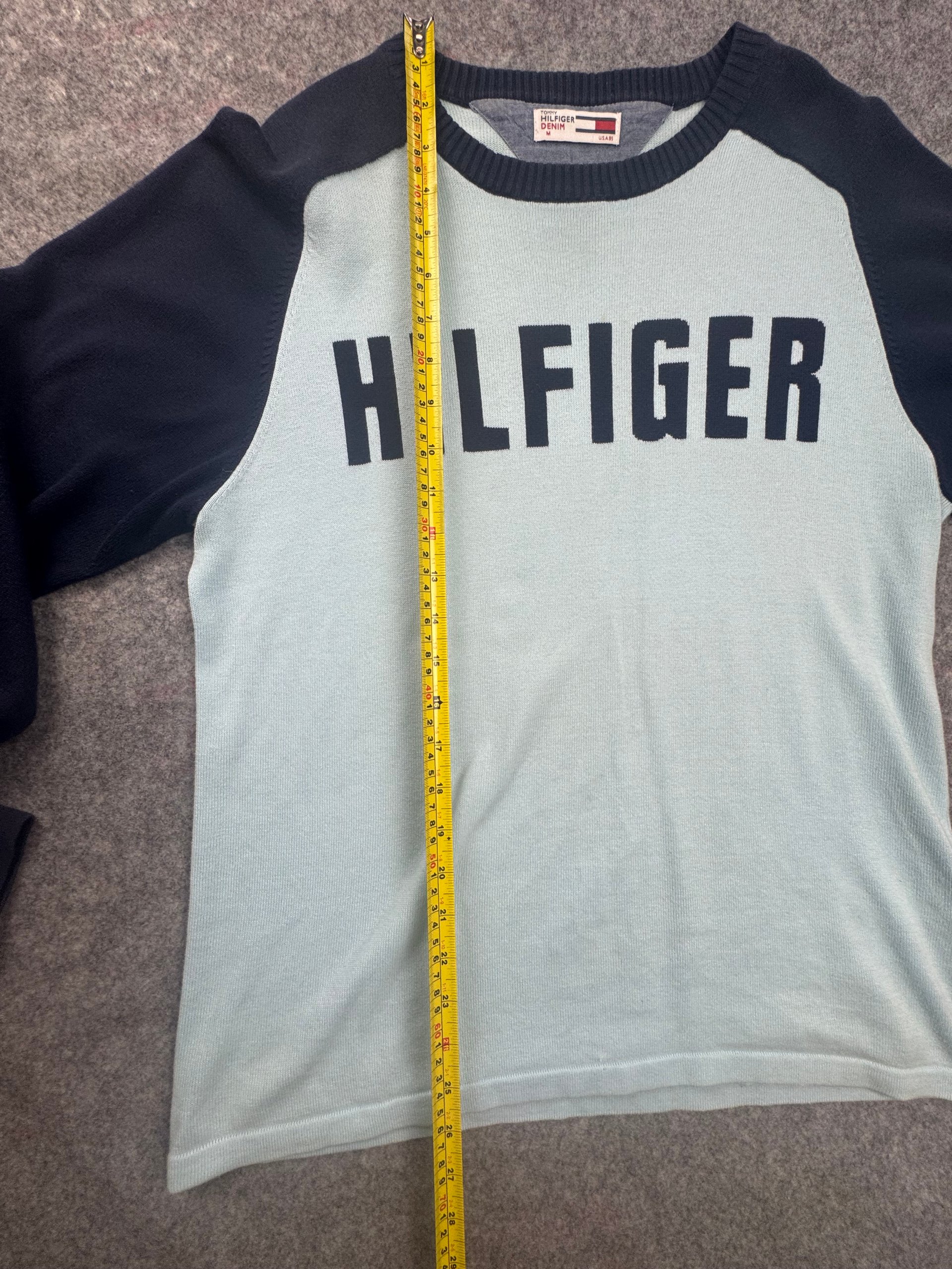 Tommy Hilfiger Light Blue & Navy Raglan Knit Jumper Men’s M image 4